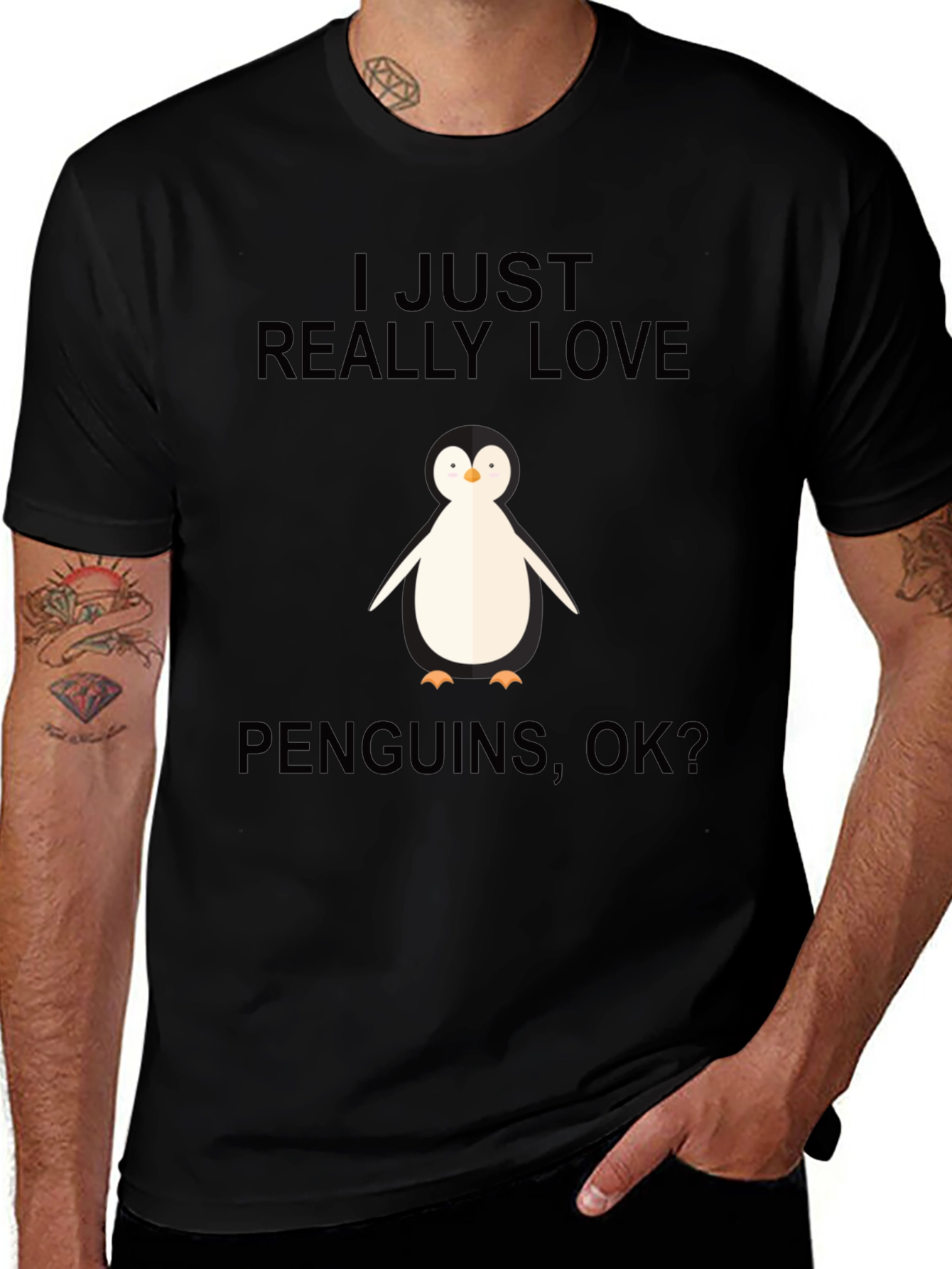 Variant 30 of I Love Penguins Black Graphic Tee