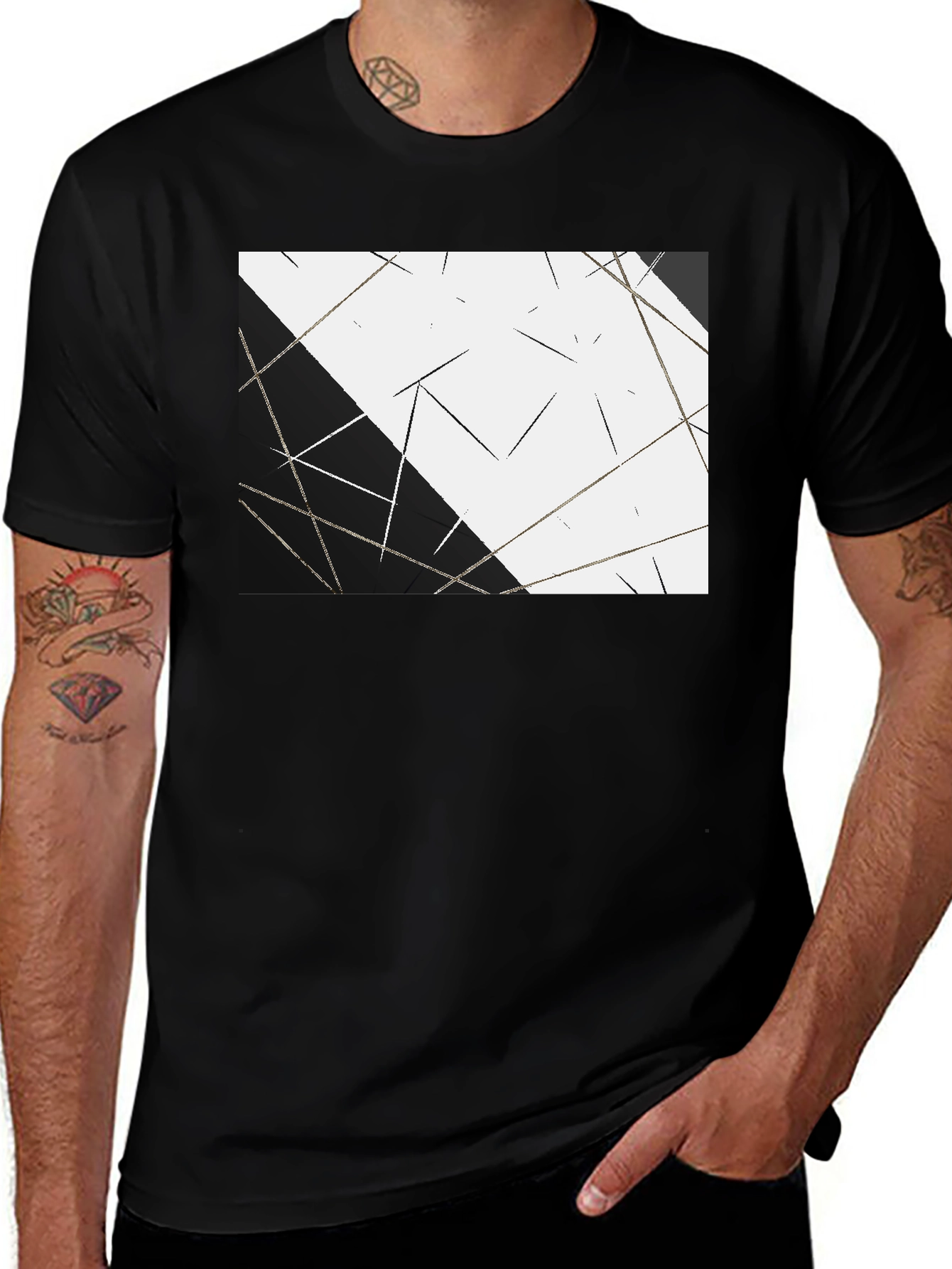 Variant 20 of Modern Geometric Lines Black T-Shirt