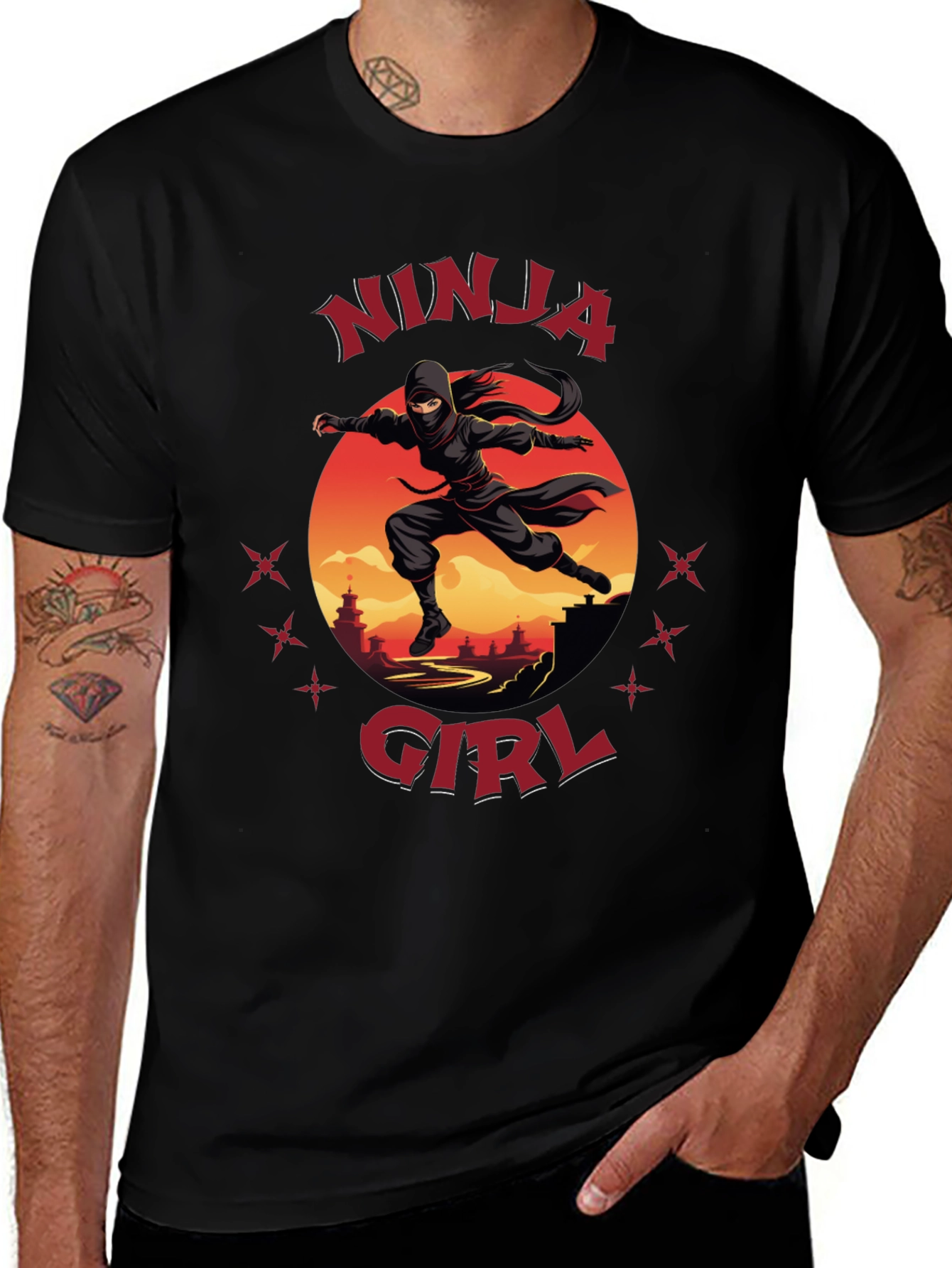 Variant 8 of Ninja Girl Graphic Tee - Black