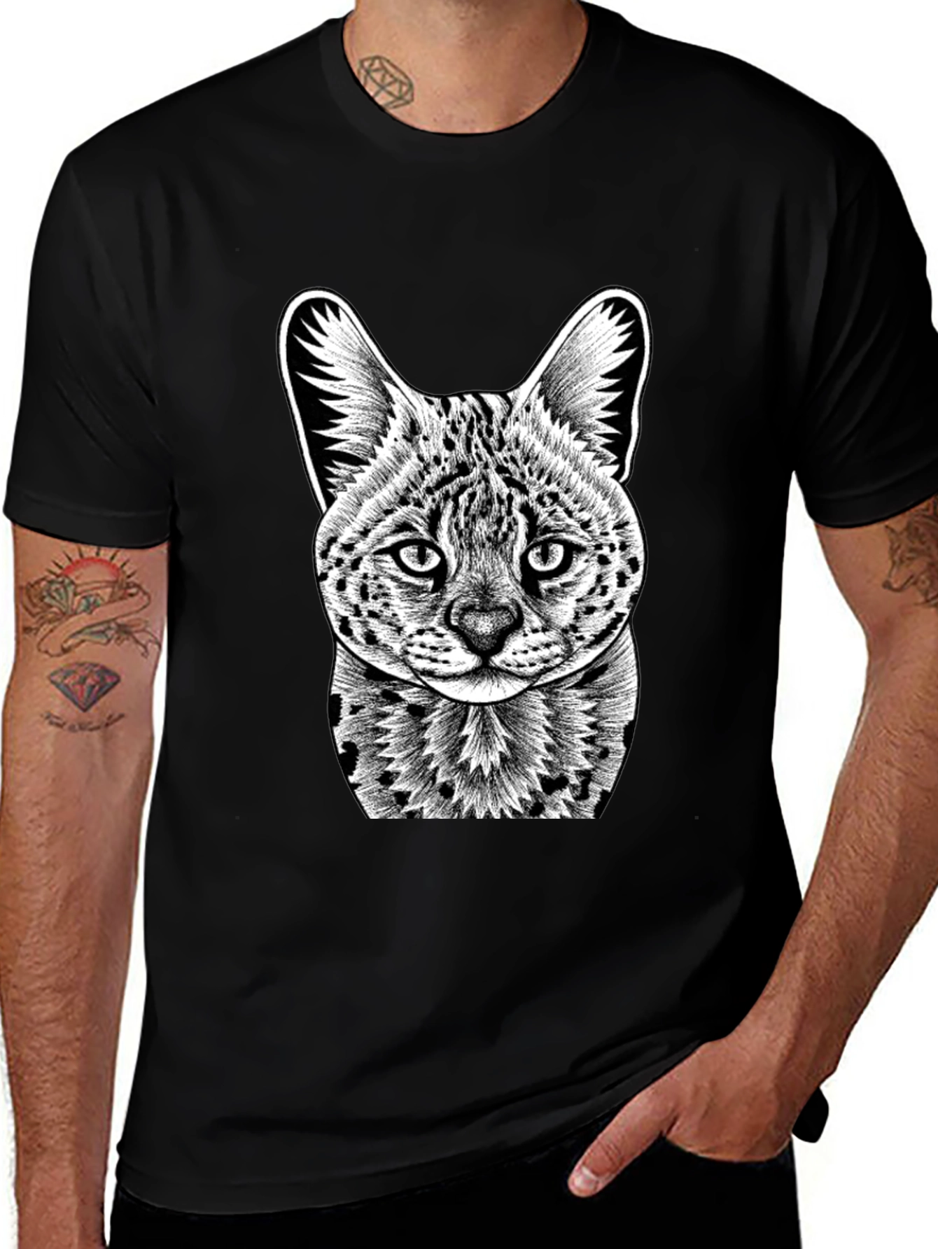 Variant 14 of Serval Cat Graphic T-Shirt - Cool Animal Print Tee