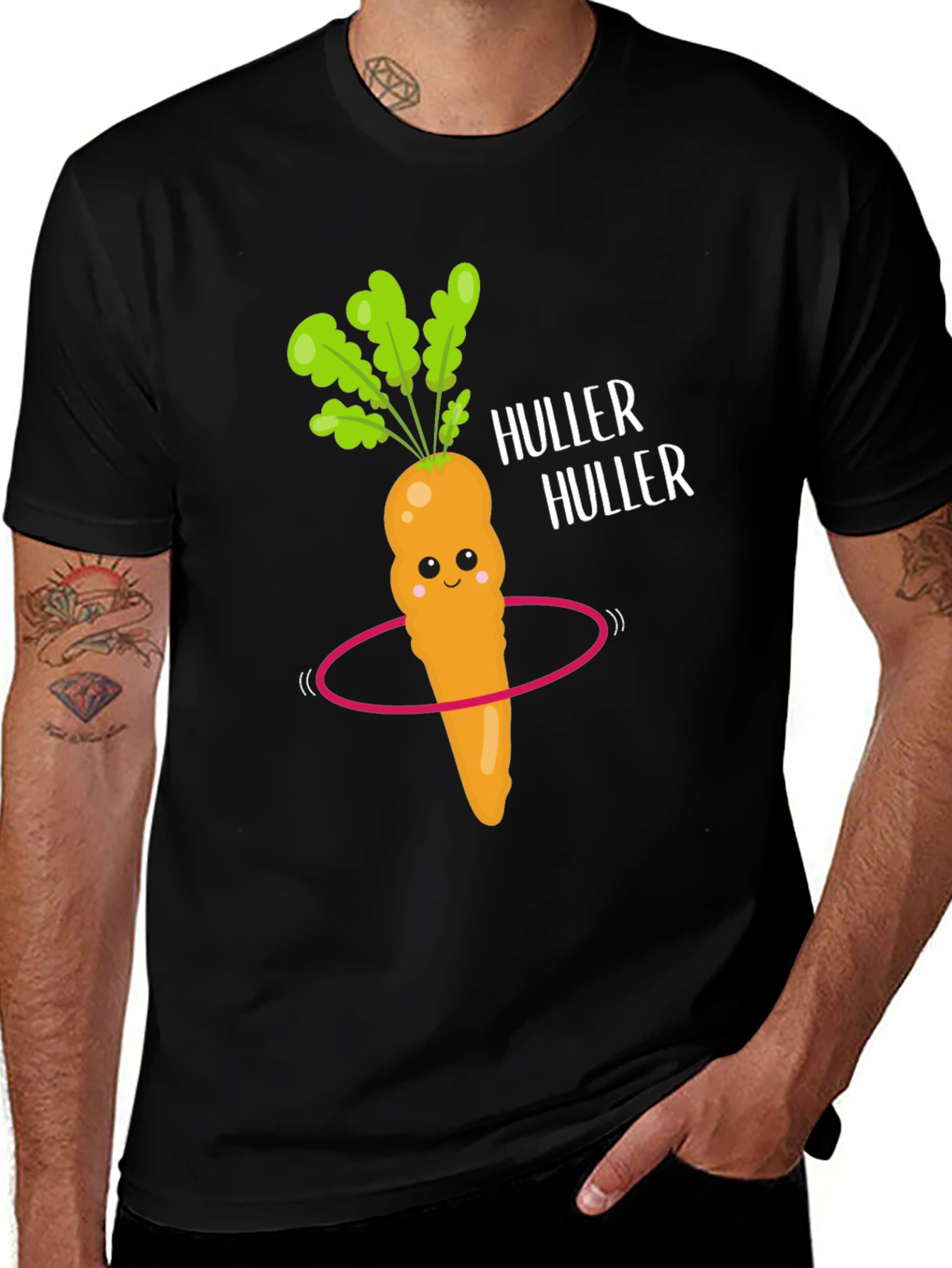 Variant 8 of Funny Carrot Hula Hooping Graphic Tee - Black
