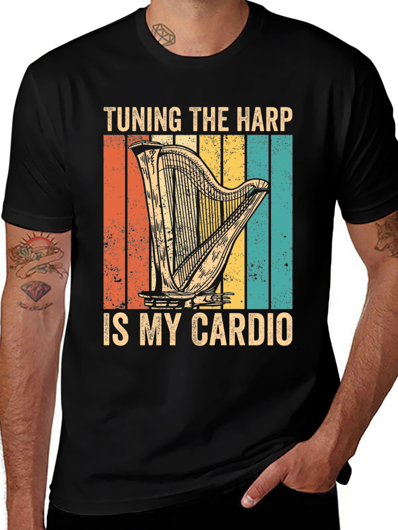 Variant 6 of Tuning The Harp Is My Cardio T-Shirt