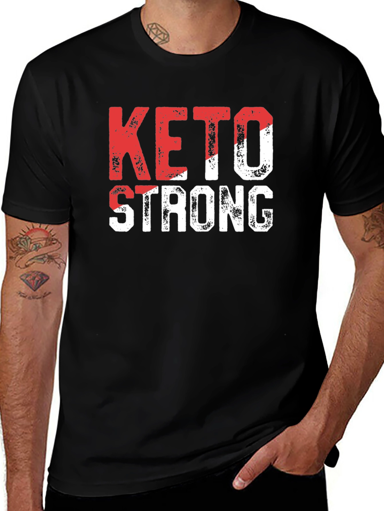 Keto Strong T-Shirt - Red & White Graphic Tee