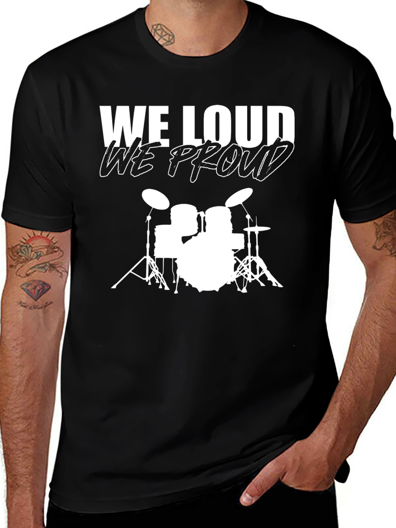 Variant 8 of We Loud We Proud Drum Set Black T-Shirt