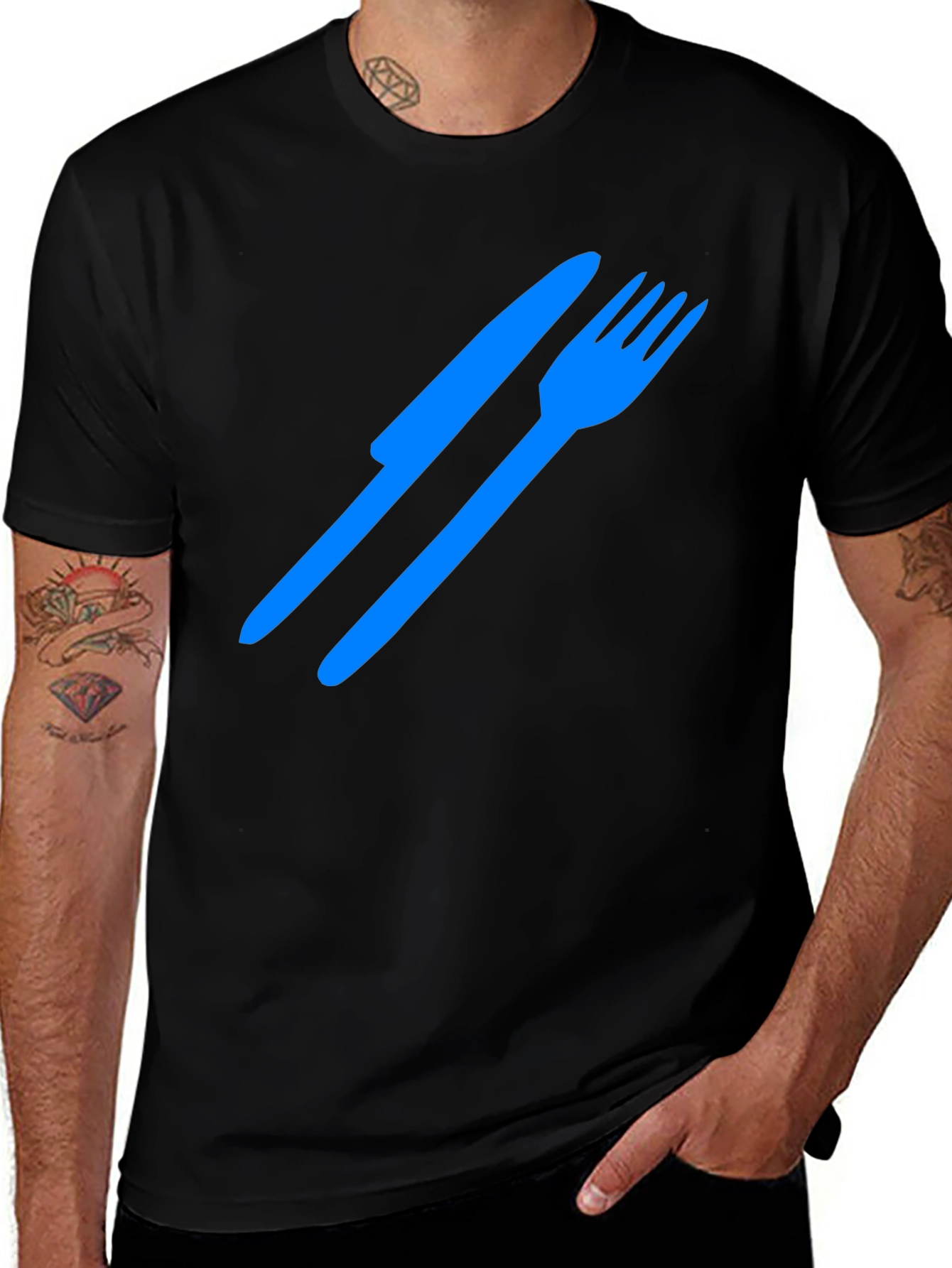 Cutlery Graphic Tee - Black Cotton T-Shirt
