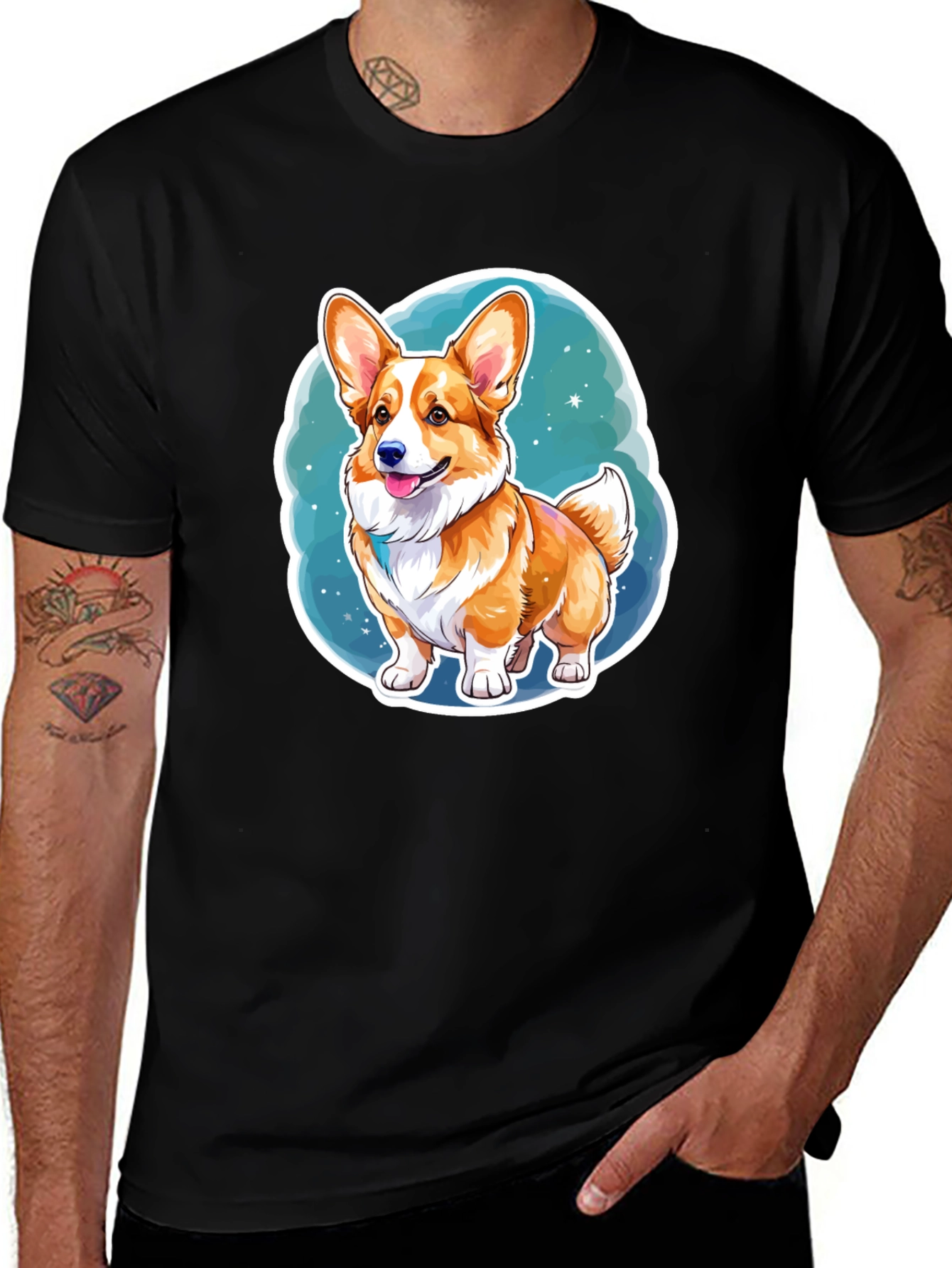 Variant 25 of Corgi Dog Cartoon Graphic Tee