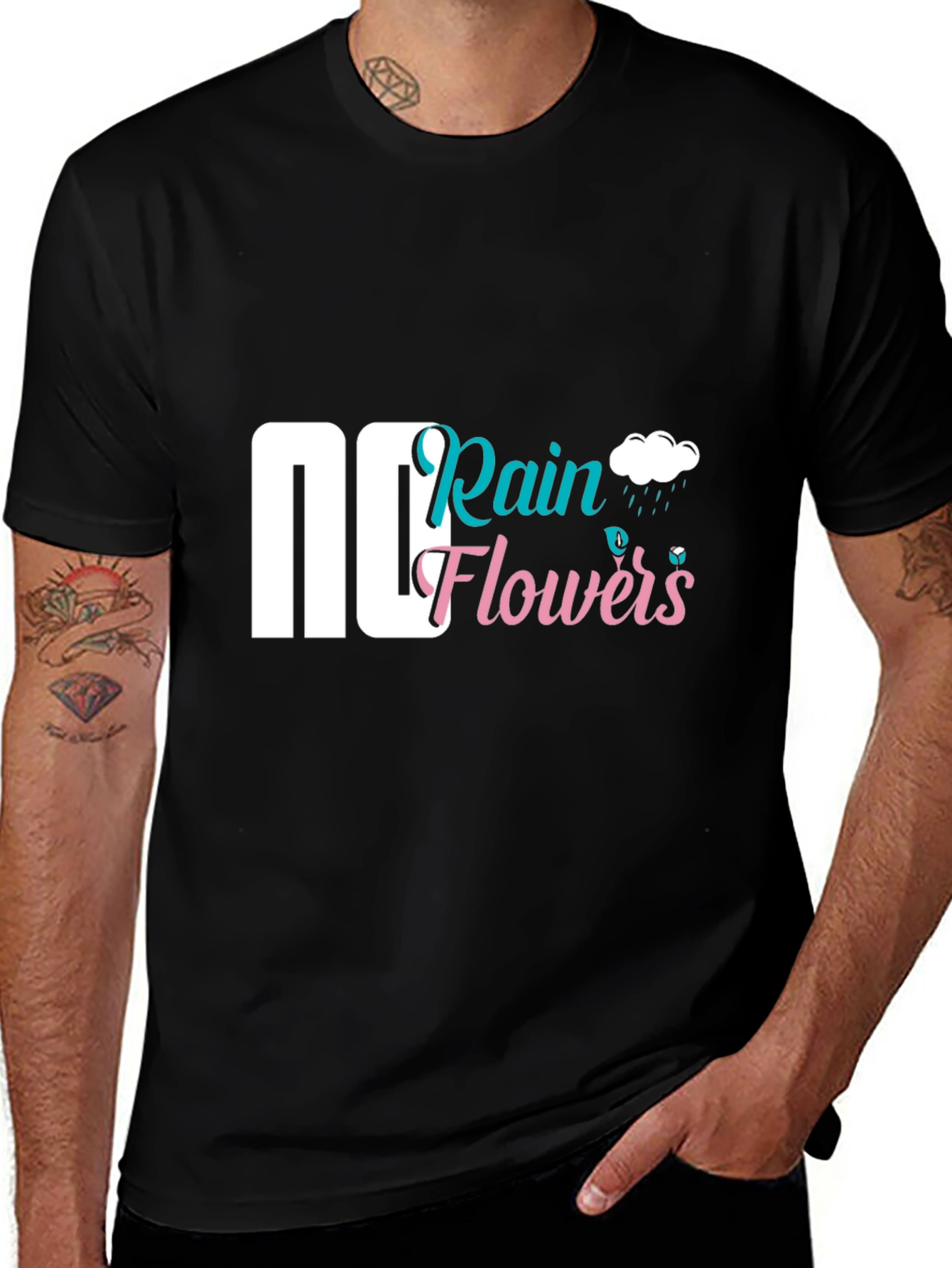 Variant 3 of Rain Flowers Graphic Tee - Black