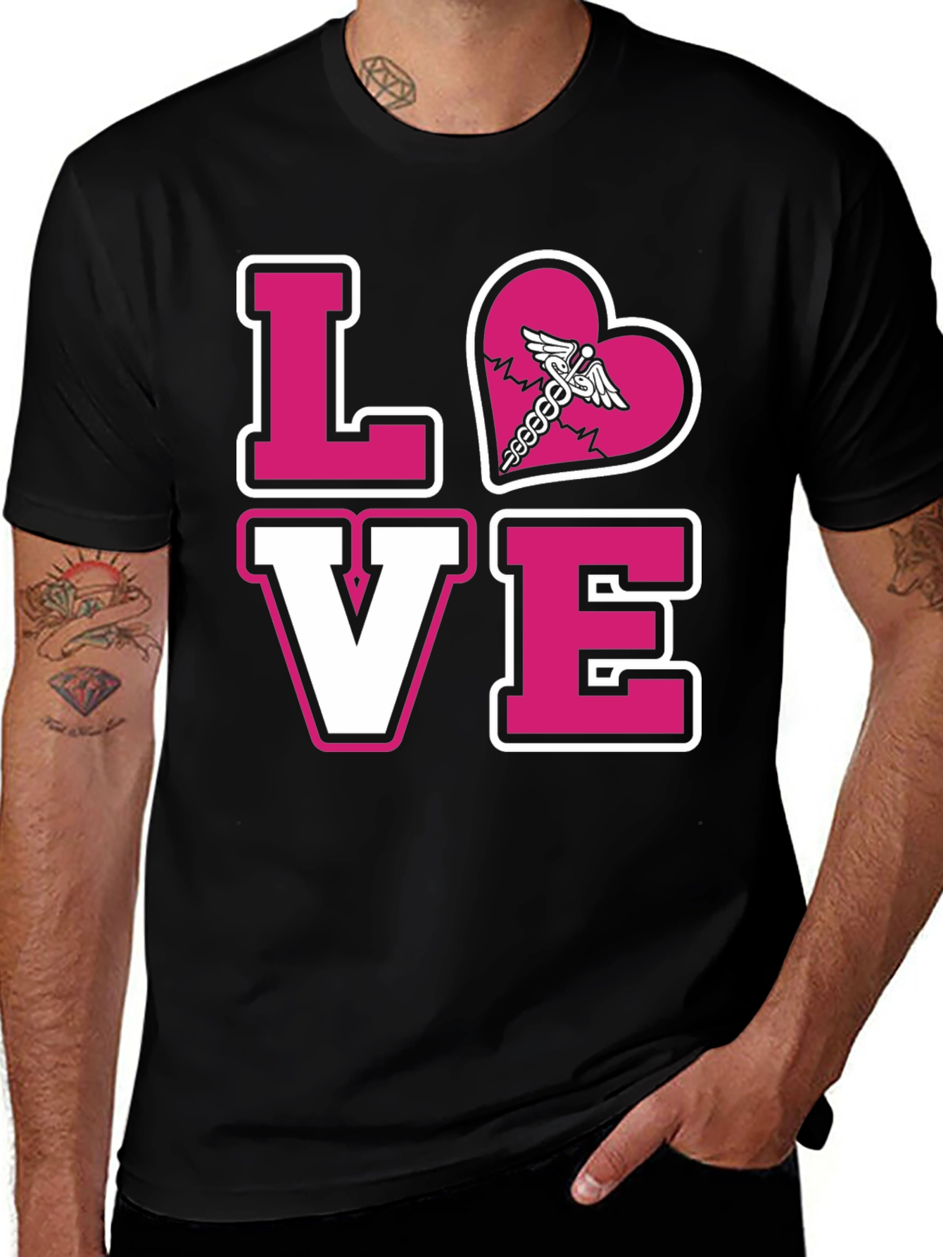 Variant 11 of LOVE Caduceus Medical T-Shirt