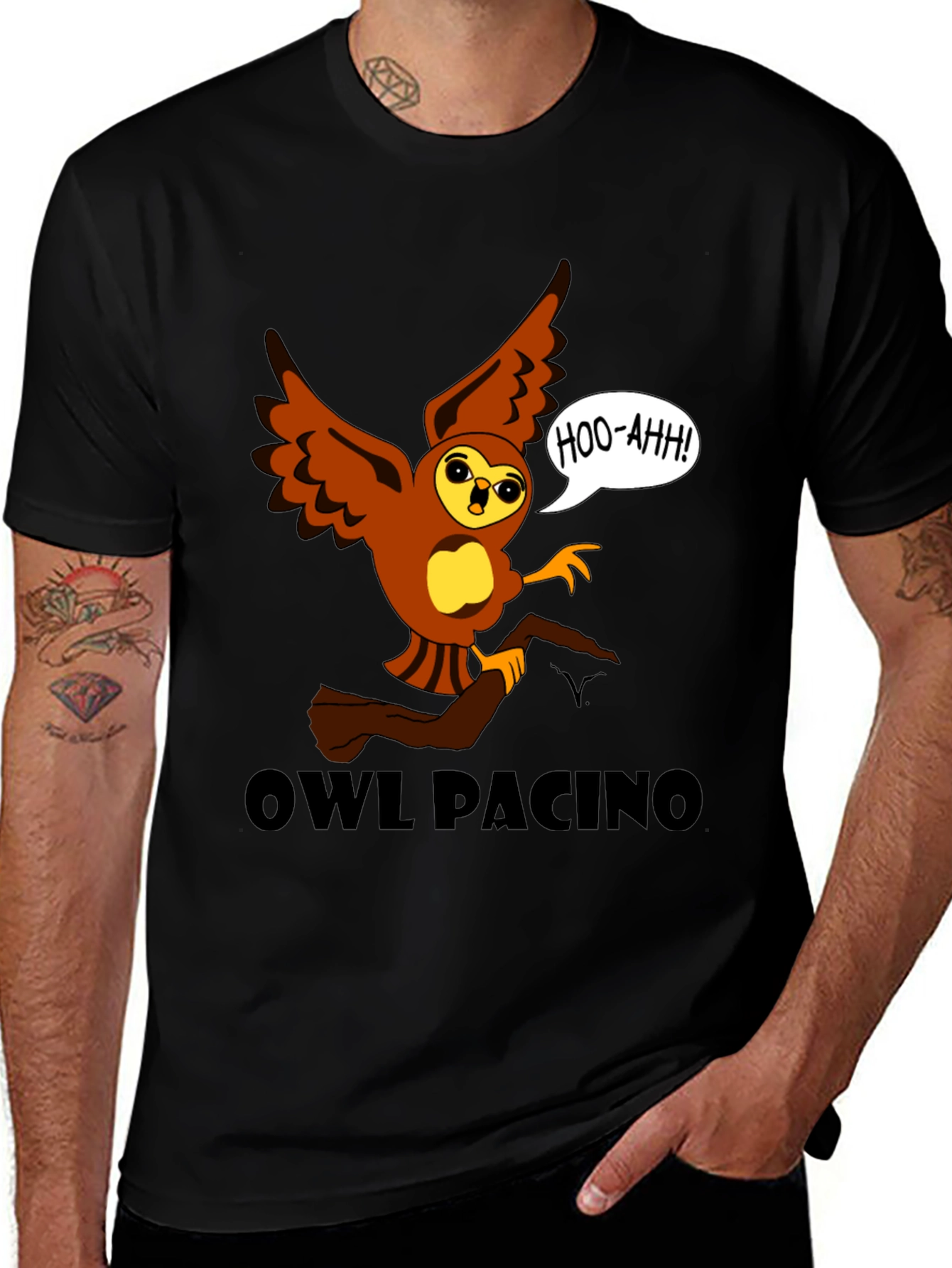Owl Pacino T-Shirt - Hoo-Ahh Funny Design