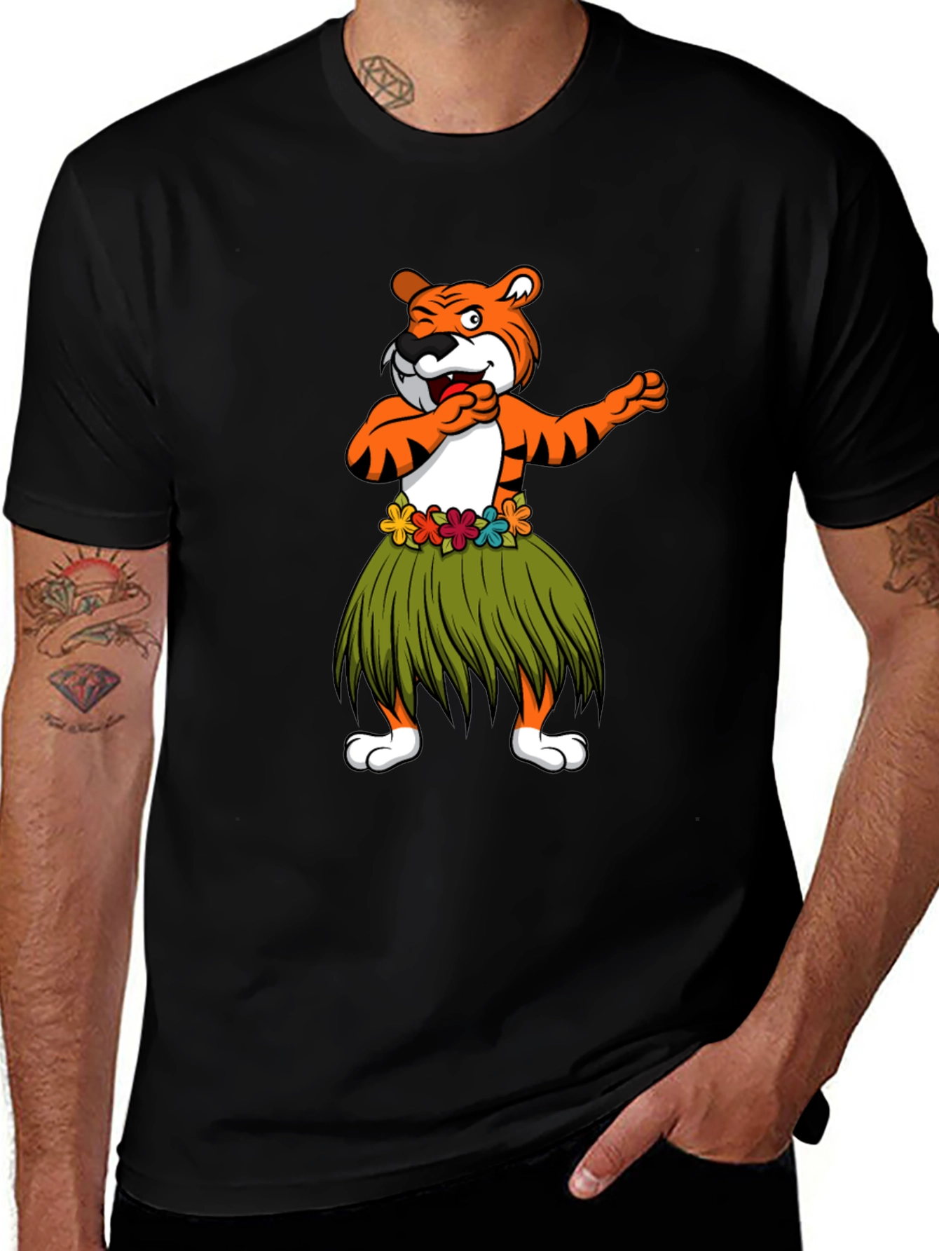 Variant 6 of Dabbing Tiger Hula Dancer Graphic T-Shirt