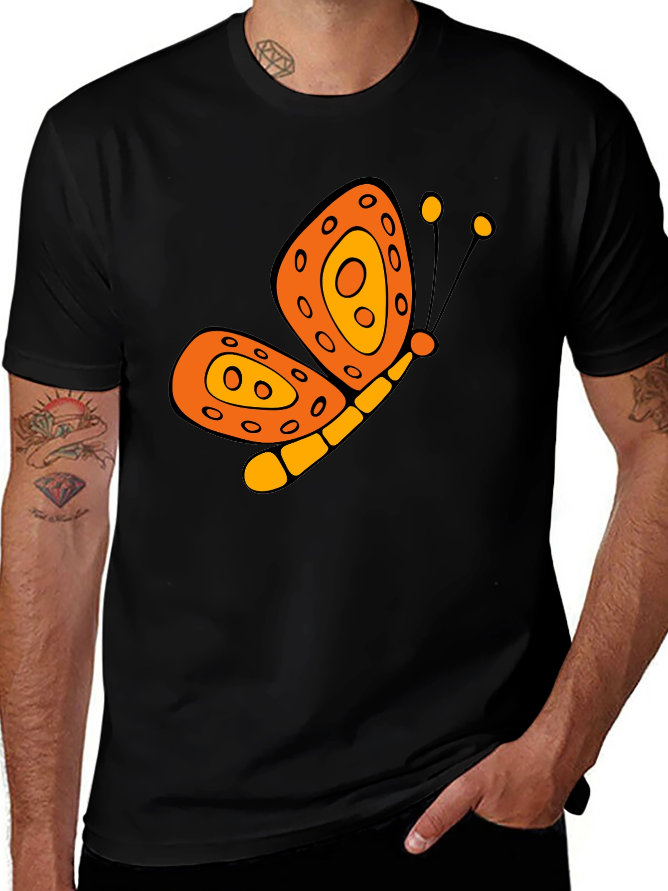 Variant 16 of Butterfly Graphic Tee - Stylish Men's Black T-Shirt