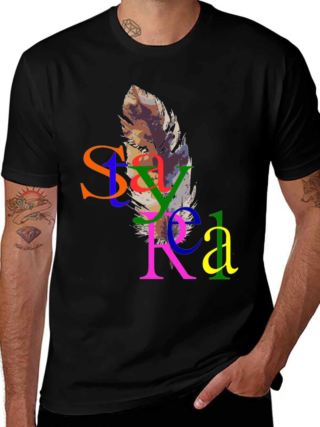 Colorful Feather Graphic T-Shirt