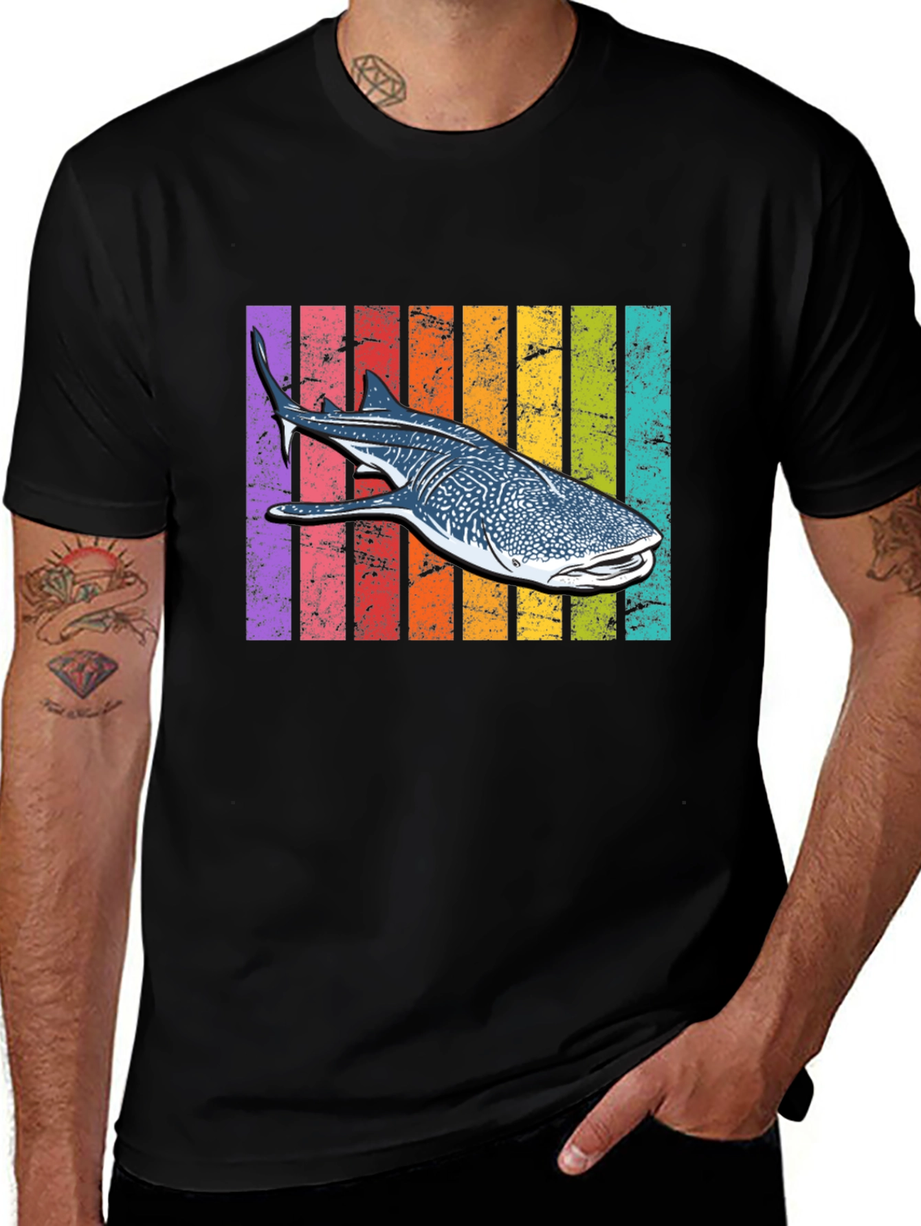 Variant 30 of Rainbow Whale Shark Graphic Tee - Casual Comfort