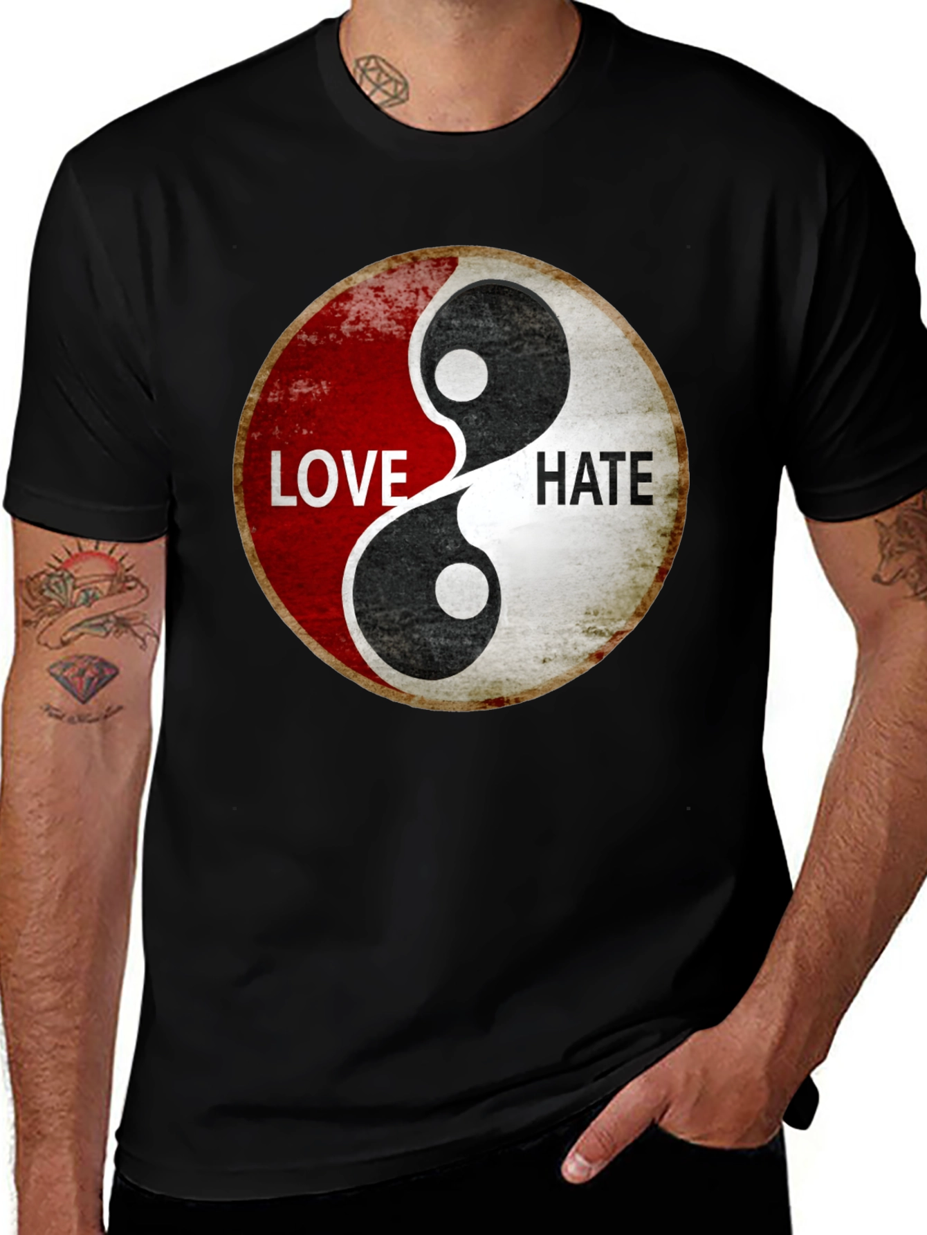 Yin Yang Love Hate Graphic T-Shirt