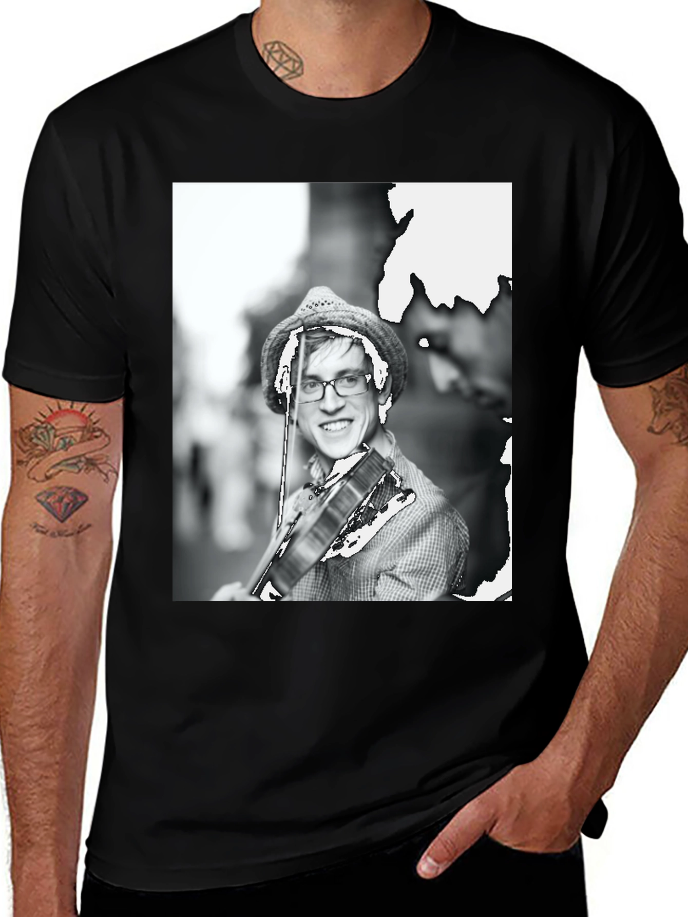 Variant 29 of Black T-Shirt with Musician Graphic