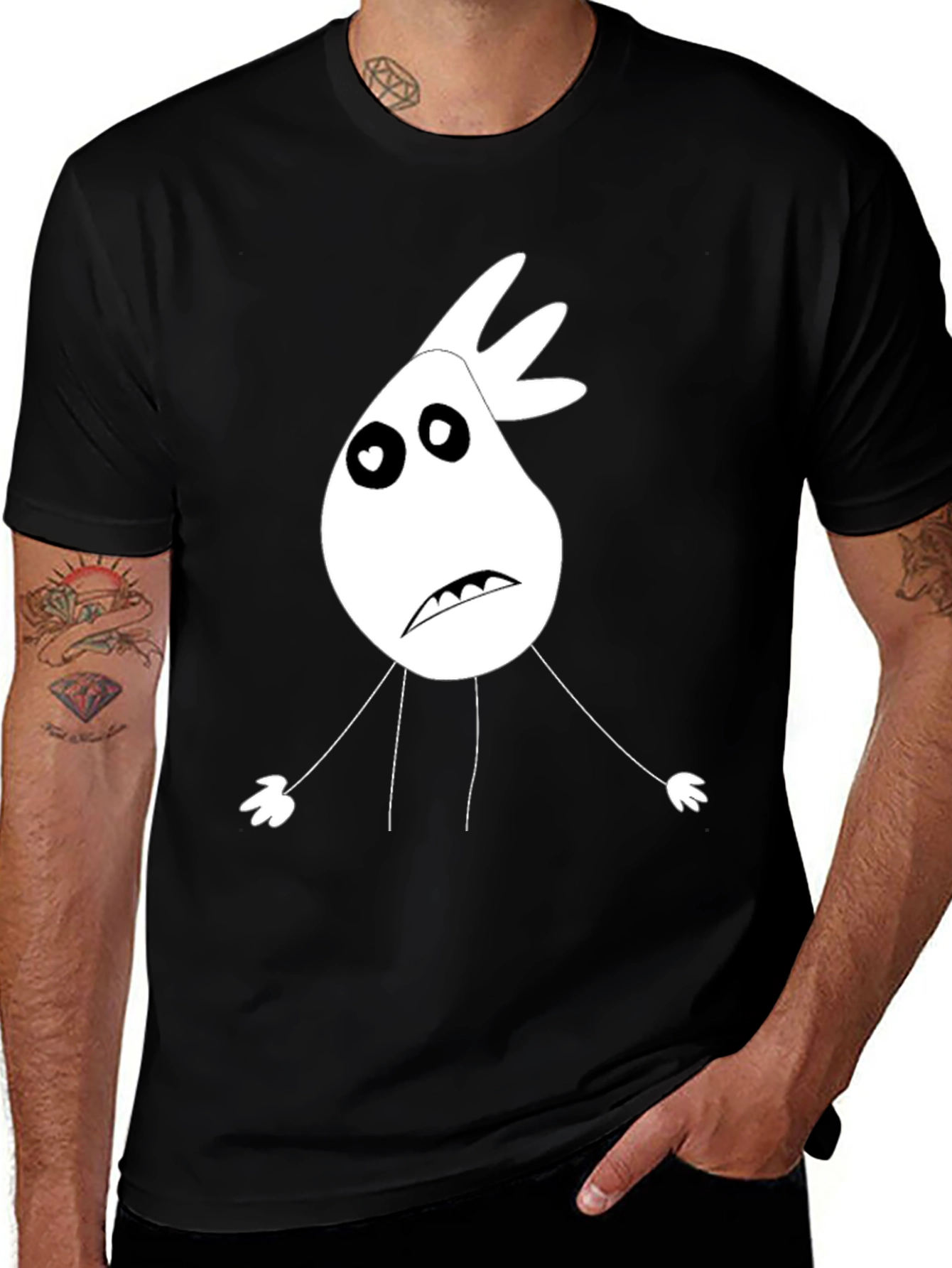Variant 17 of Cartoon Character T-Shirt - Black Cotton Tee