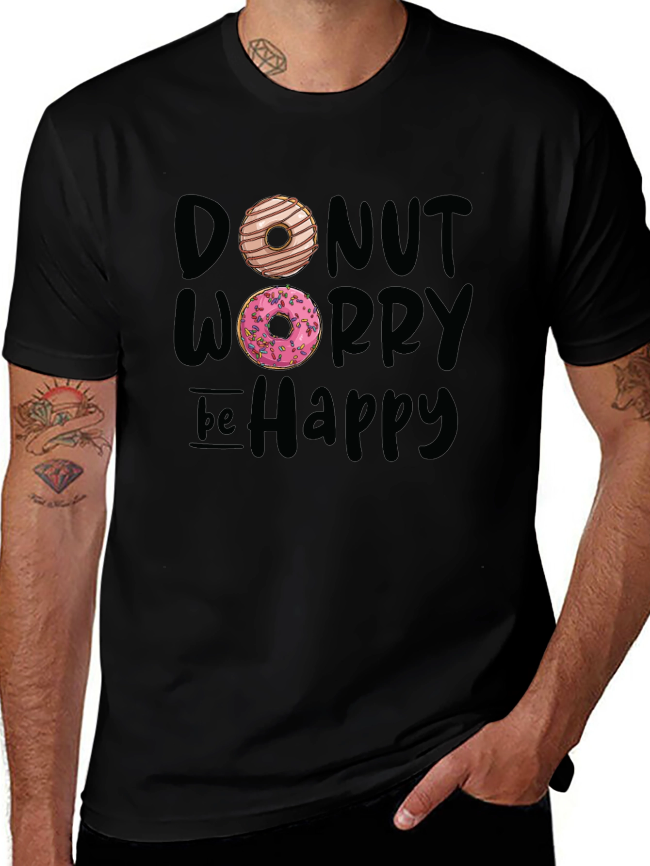 Variant 17 of Donut Worry Be Happy Graphic T-Shirt