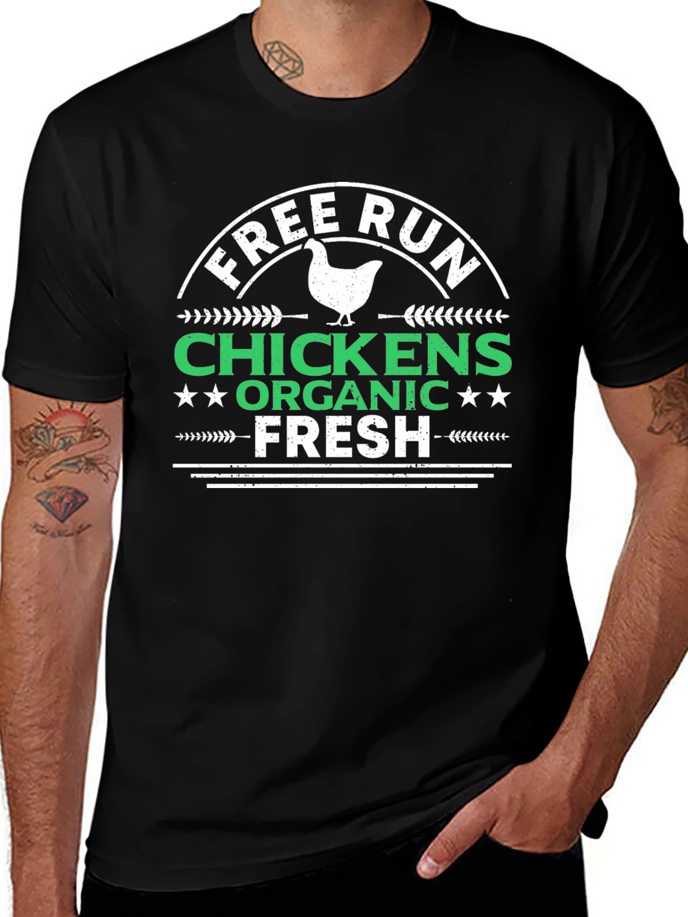Variant 2 of Free Run Chickens Organic Fresh Black T-Shirt