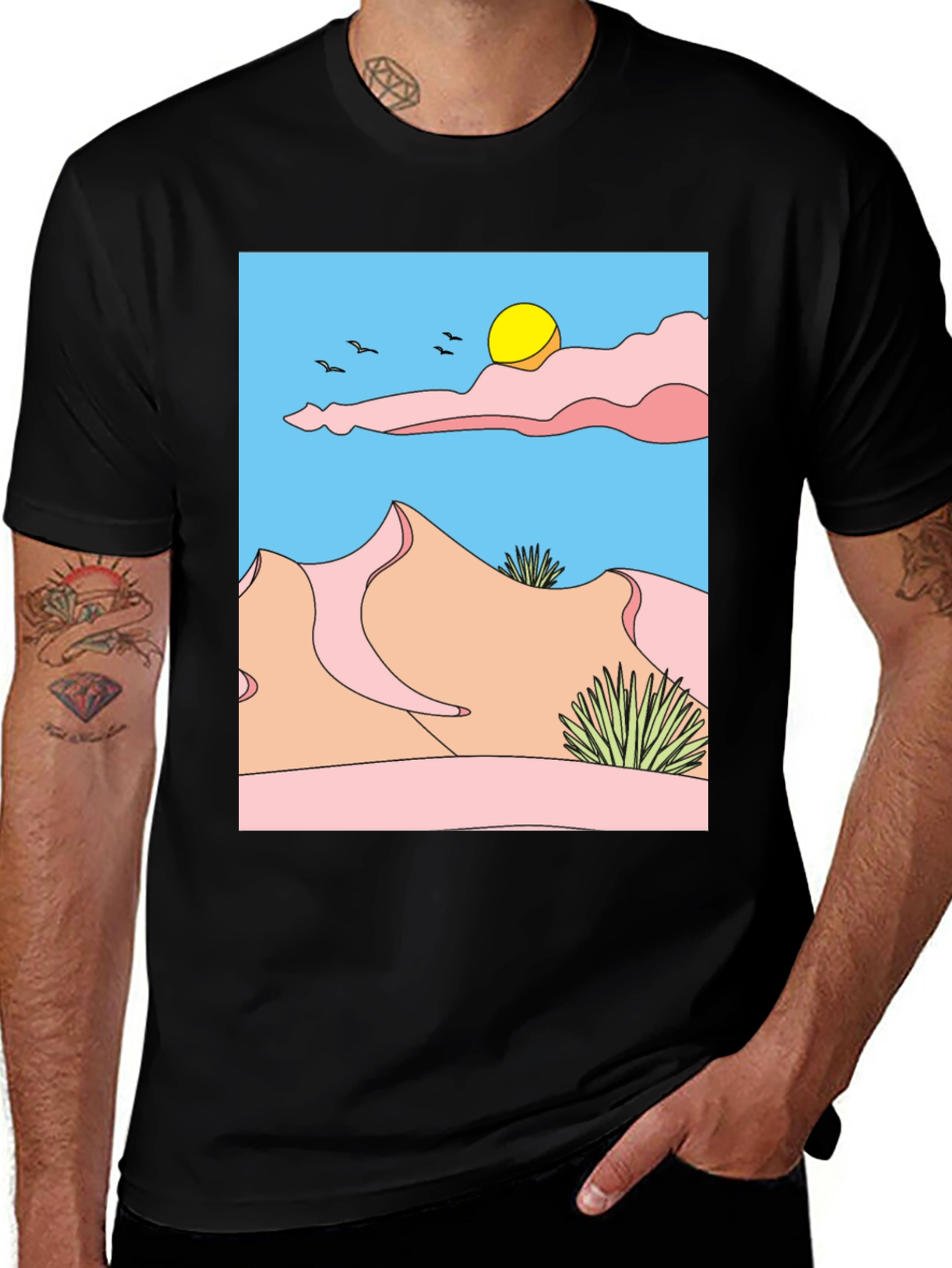 Variant 17 of Desert Landscape Graphic Tee - Unisex Black T-Shirt