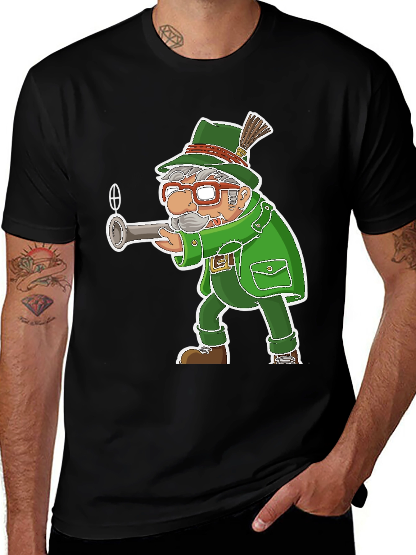 Variant 21 of Cartoon Hunter T-Shirt - Novelty Graphic Tee