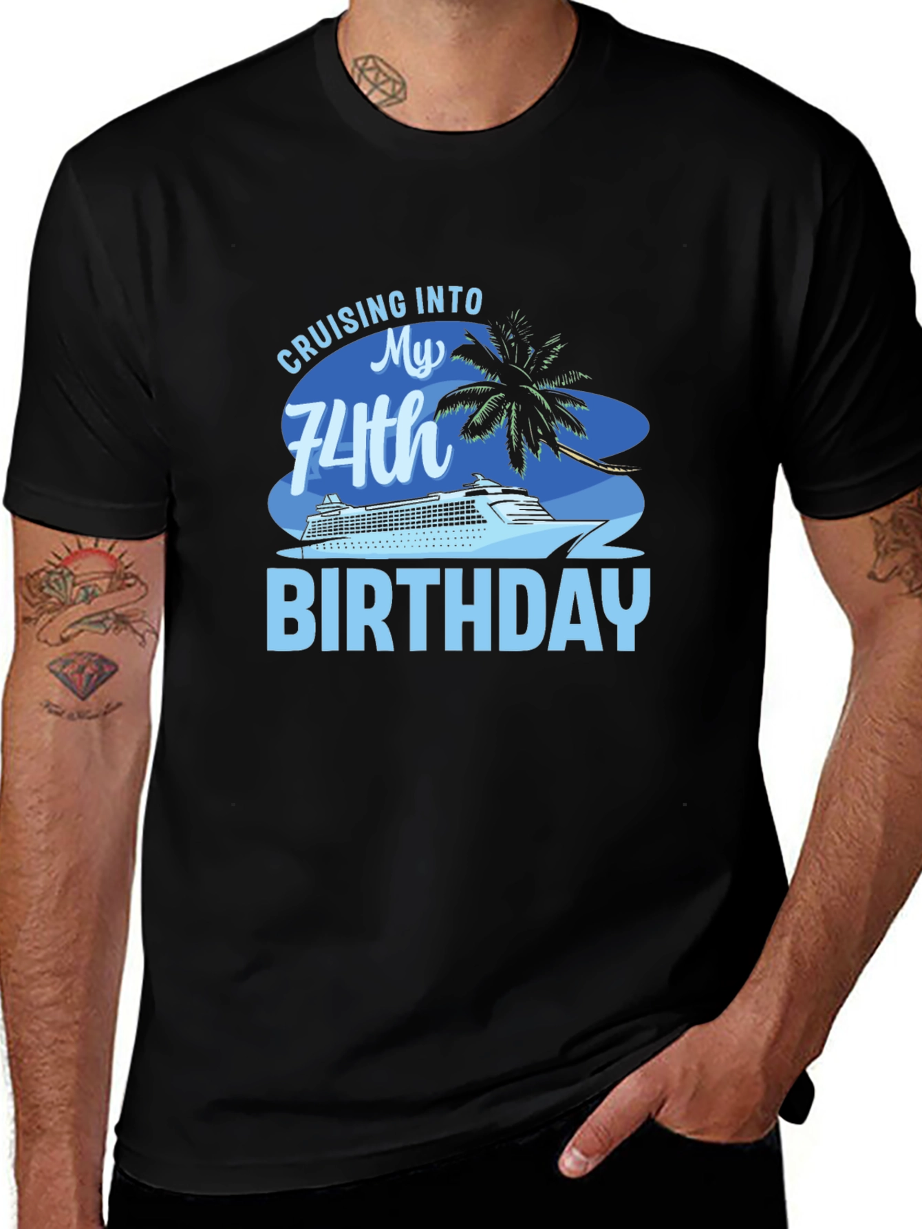 Variant 24 of Cruising into 74th Birthday T-Shirt