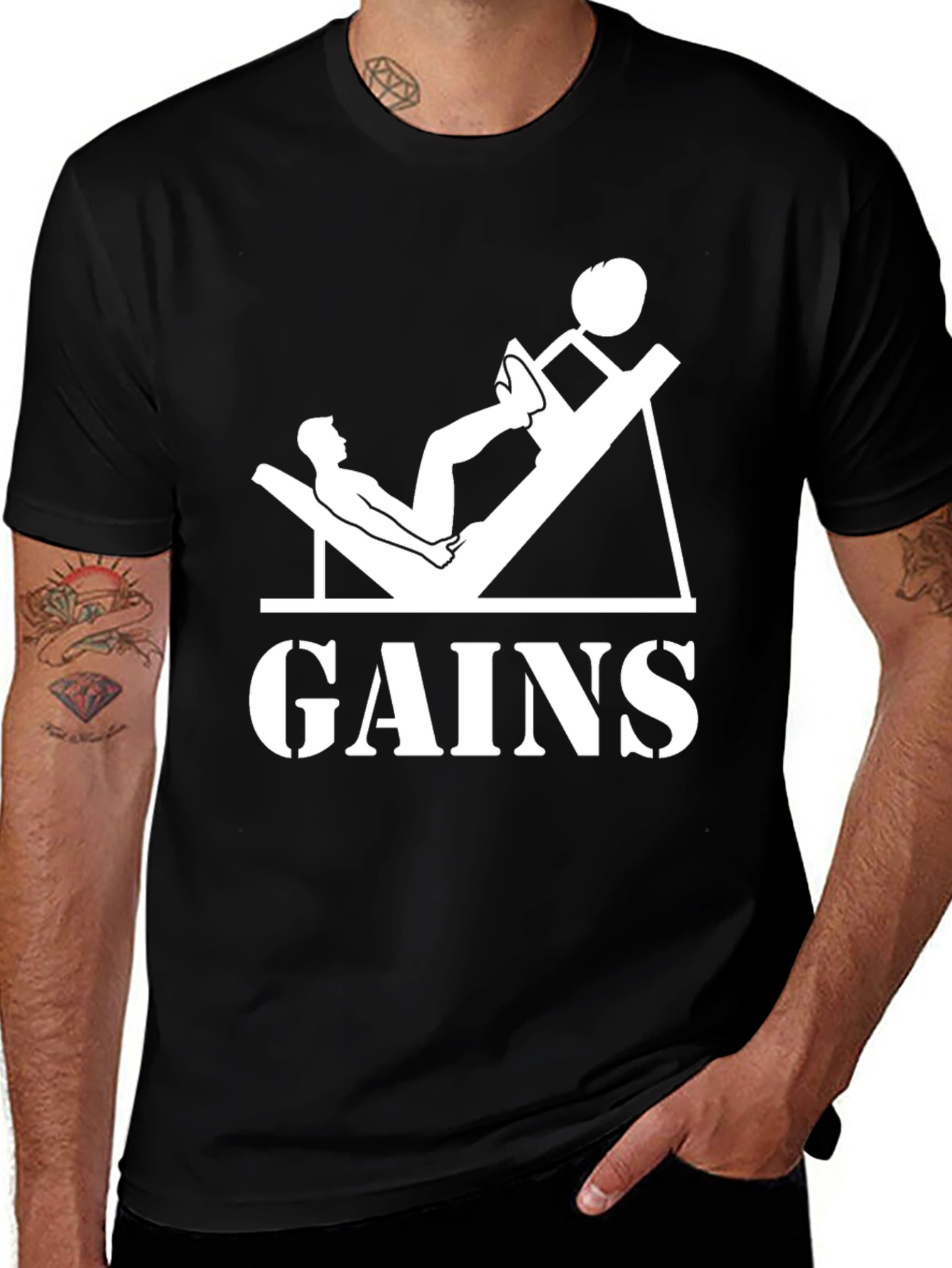 Variant 21 of Gains T-Shirt - Weightlifting Gym Apparel