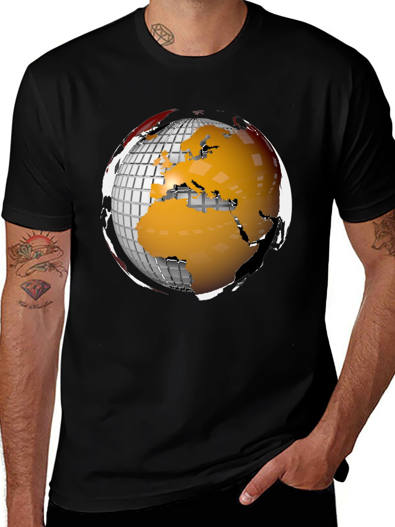 Variant 20 of Globe Graphic Tee - Modern World Design T-Shirt