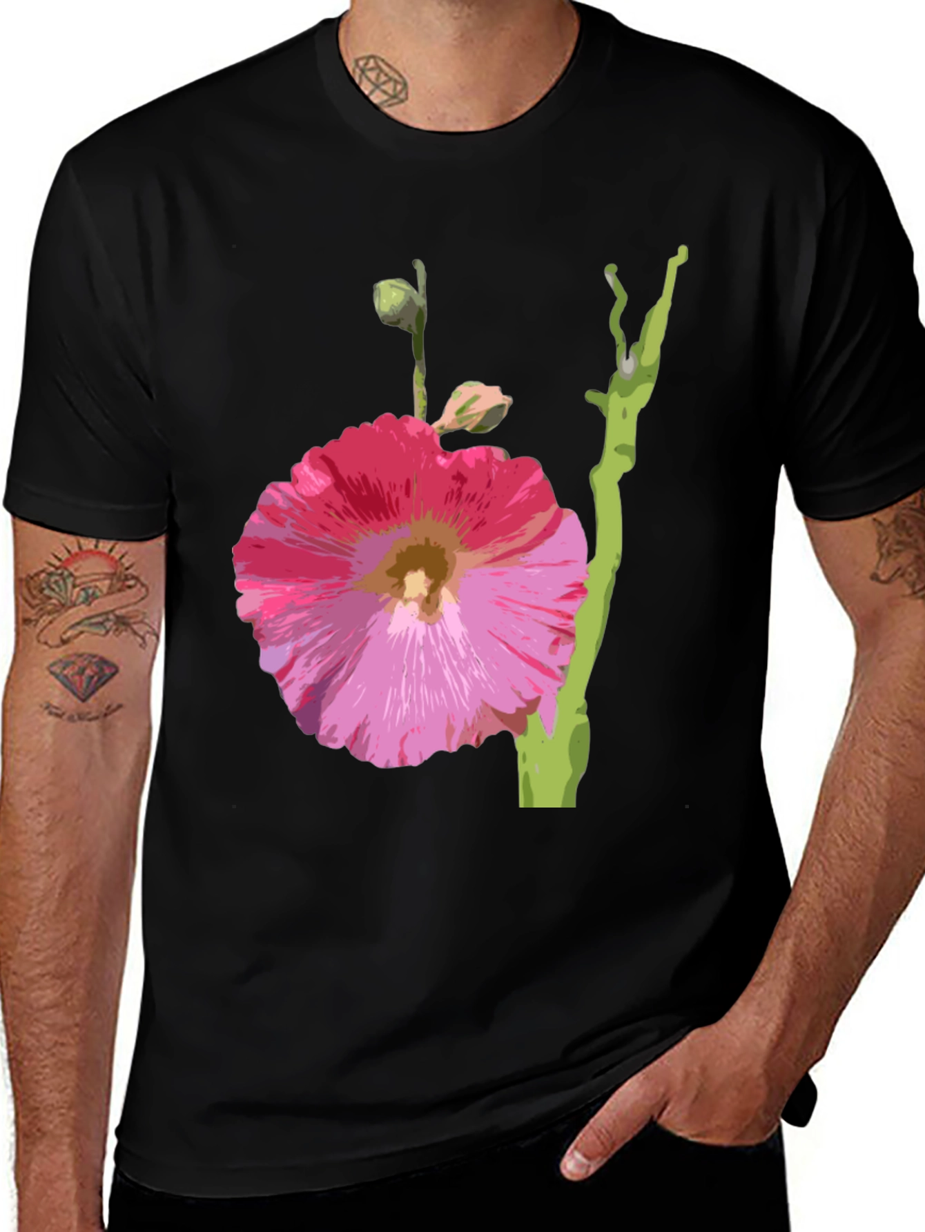 Variant 29 of Floral Graphic Tee - Pink Flower Design