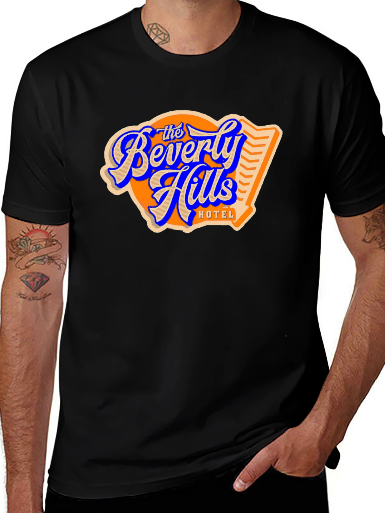 Variant 23 of Beverly Hills Hotel Graphic Tee - Black Cotton