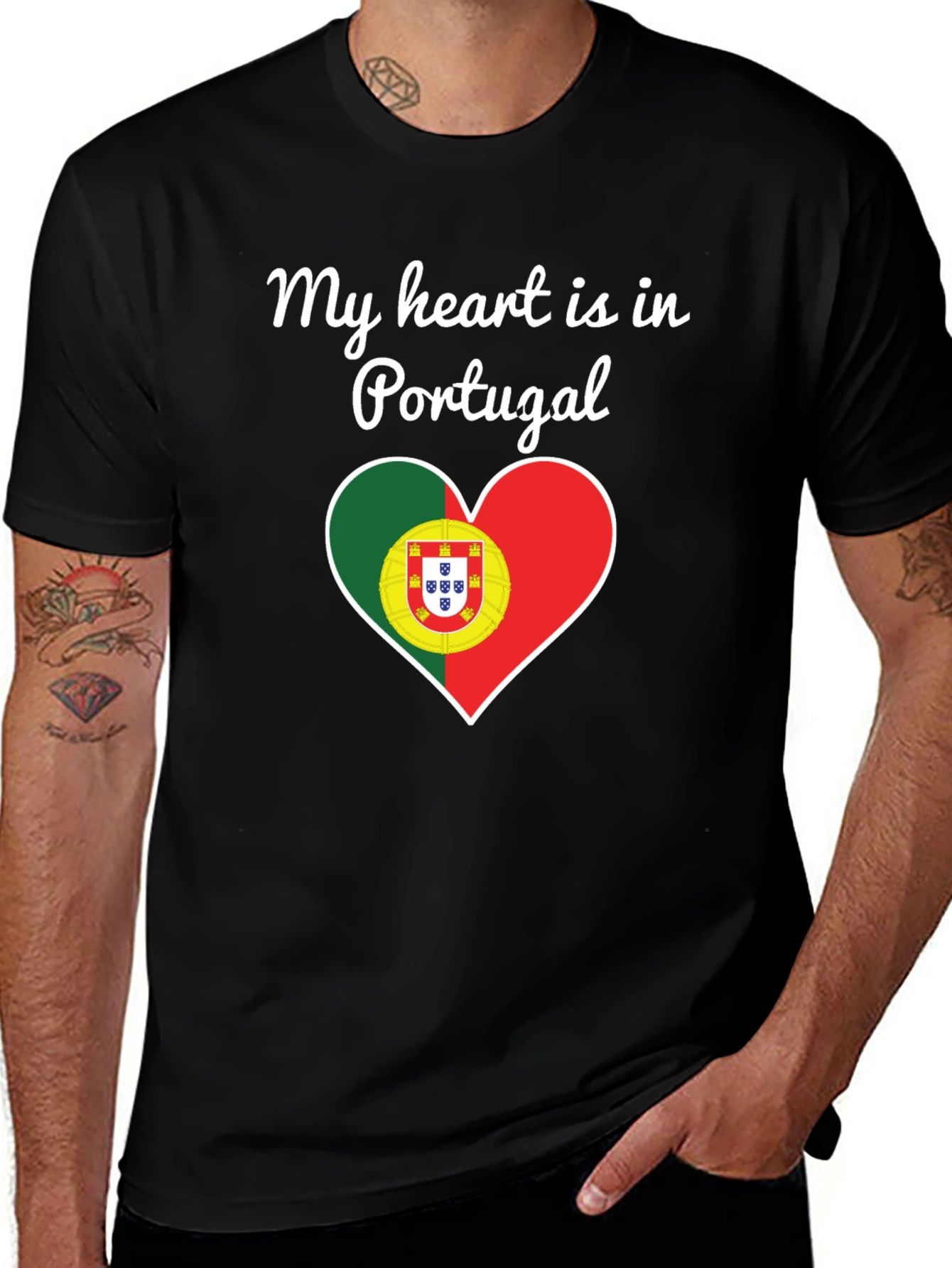 Portugal Heart Flag Graphic Tee - Country Pride T-Shirt