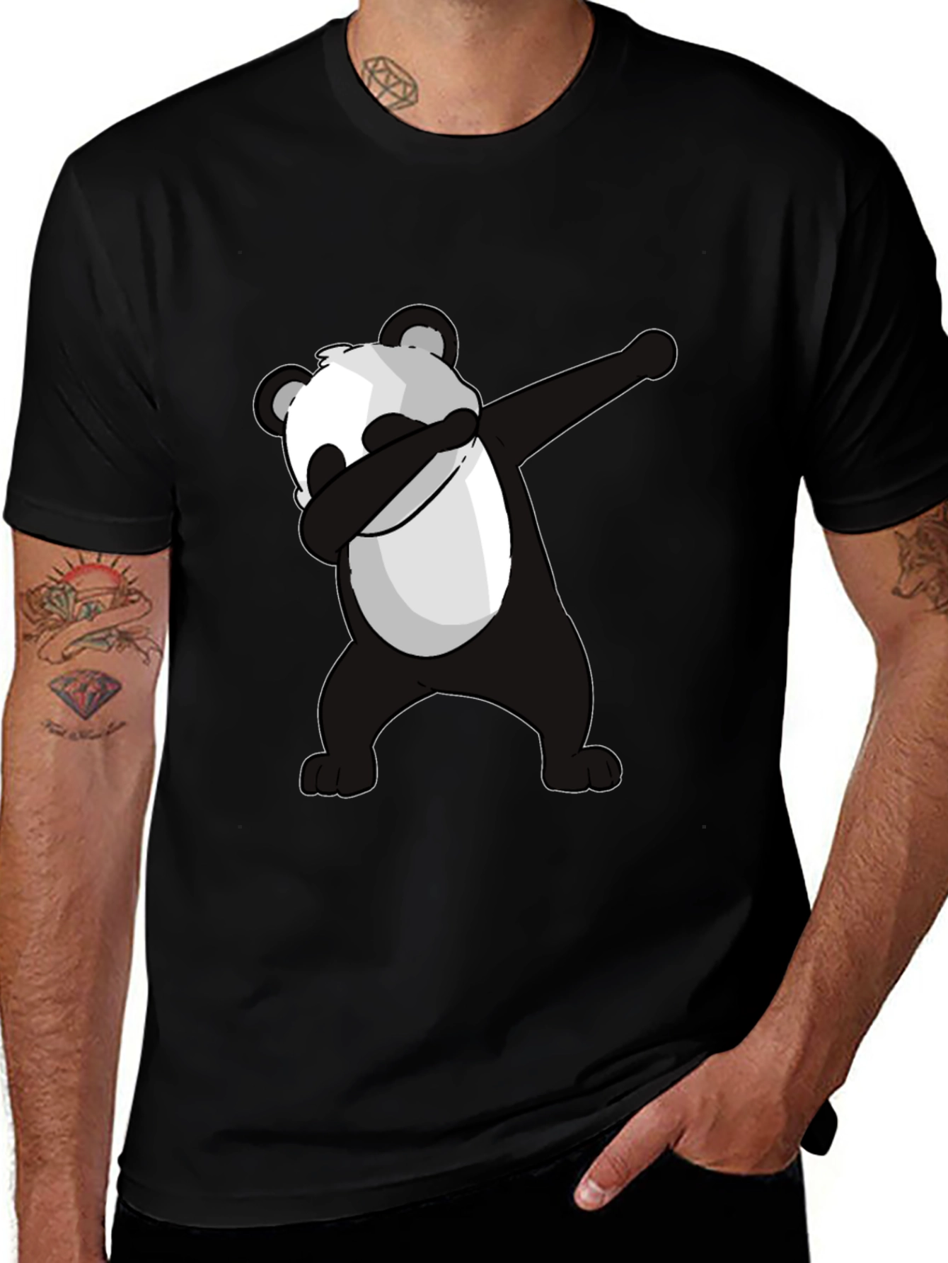 Variant 13 of Dabbing Panda Graphic Tee - Men's Black T-Shirt