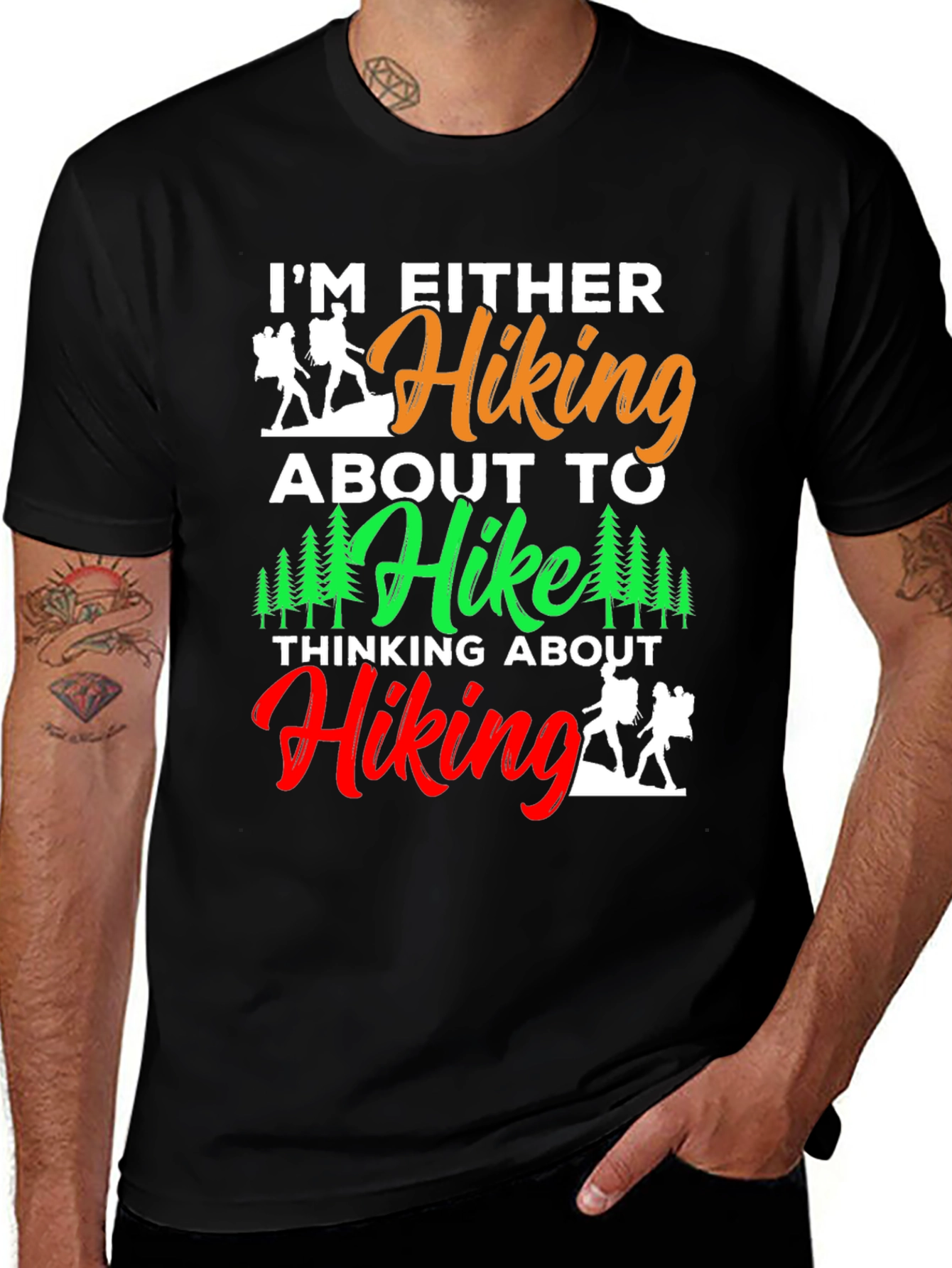Variant 27 of Hiking Lover T-Shirt: I'm Either Hiking Design