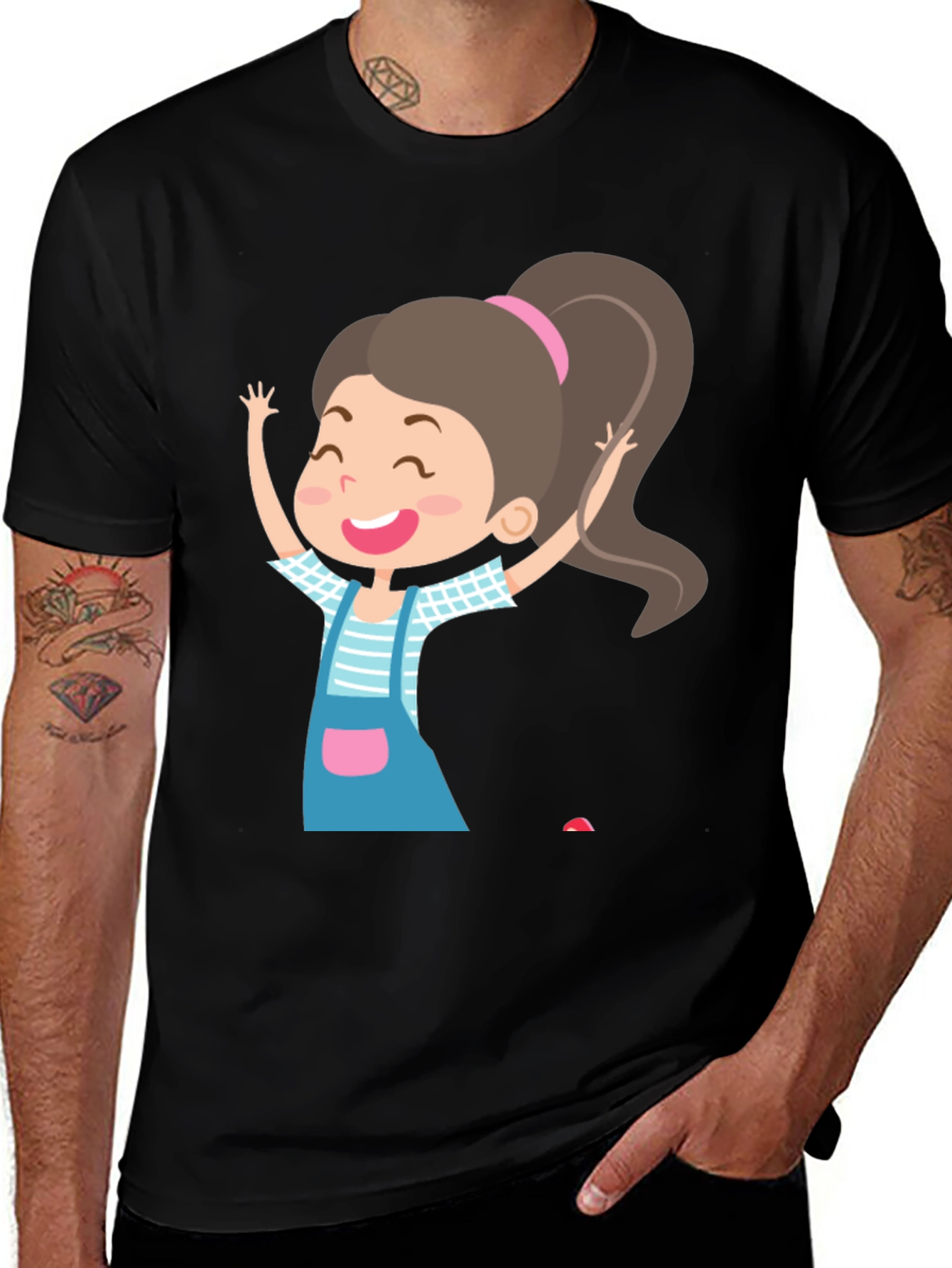 Variant 22 of Fun Girl Graphic Black T-Shirt