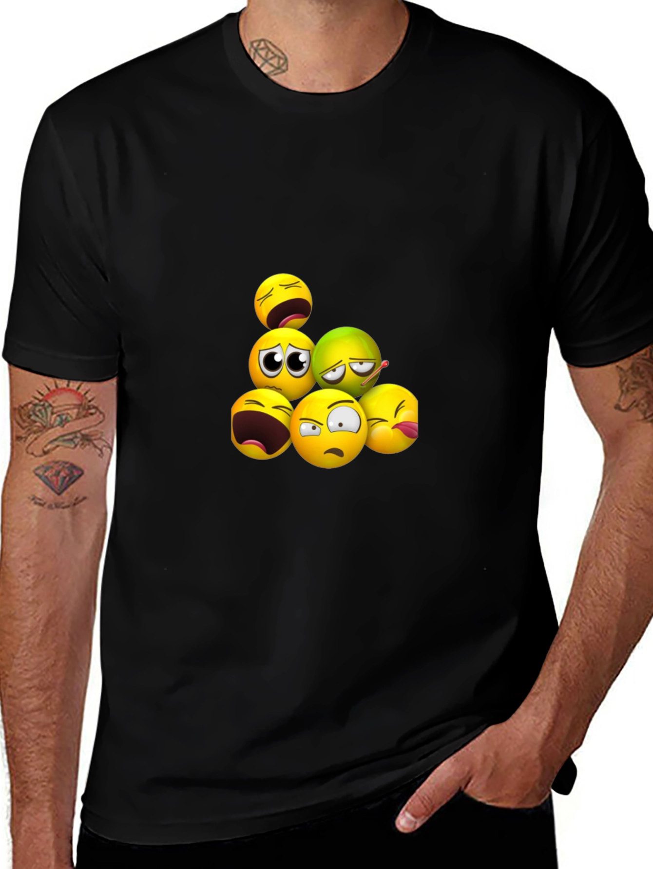 Variant 20 of Emoji Pile Black T-Shirt
