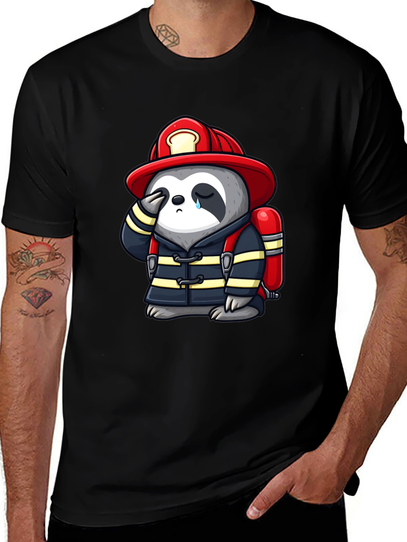 Variant 25 of Sad Firefighter Sloth Graphic T-Shirt