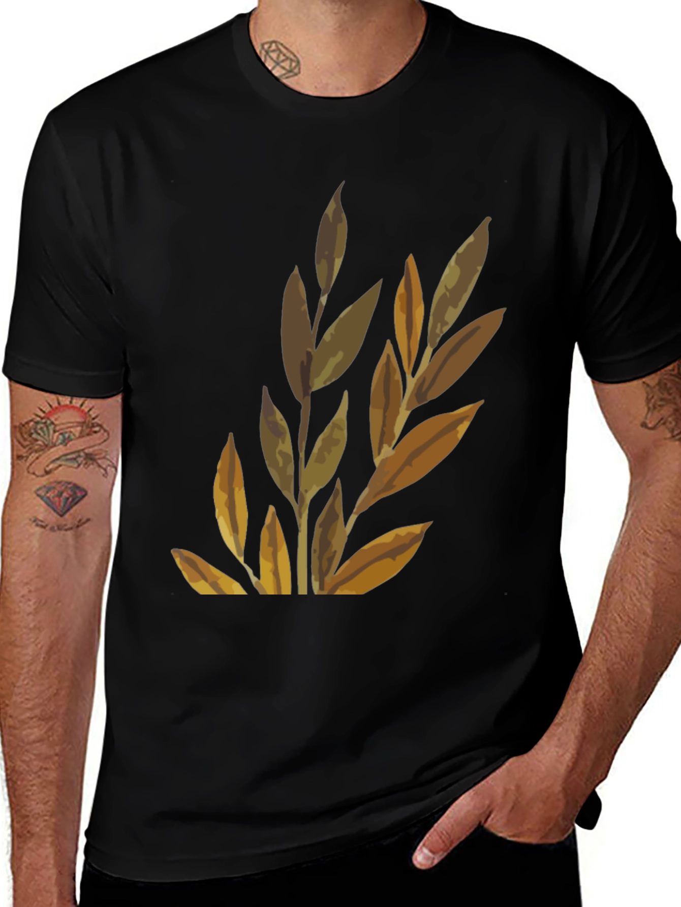 Variant 8 of Men's Graphic Tee - Earthy Leaf Design