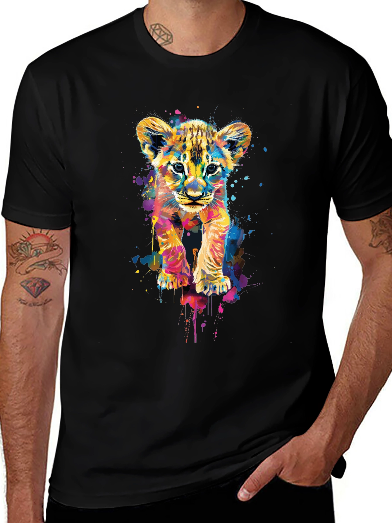 Variant 10 of Colorful Lion Cub Graphic T-Shirt
