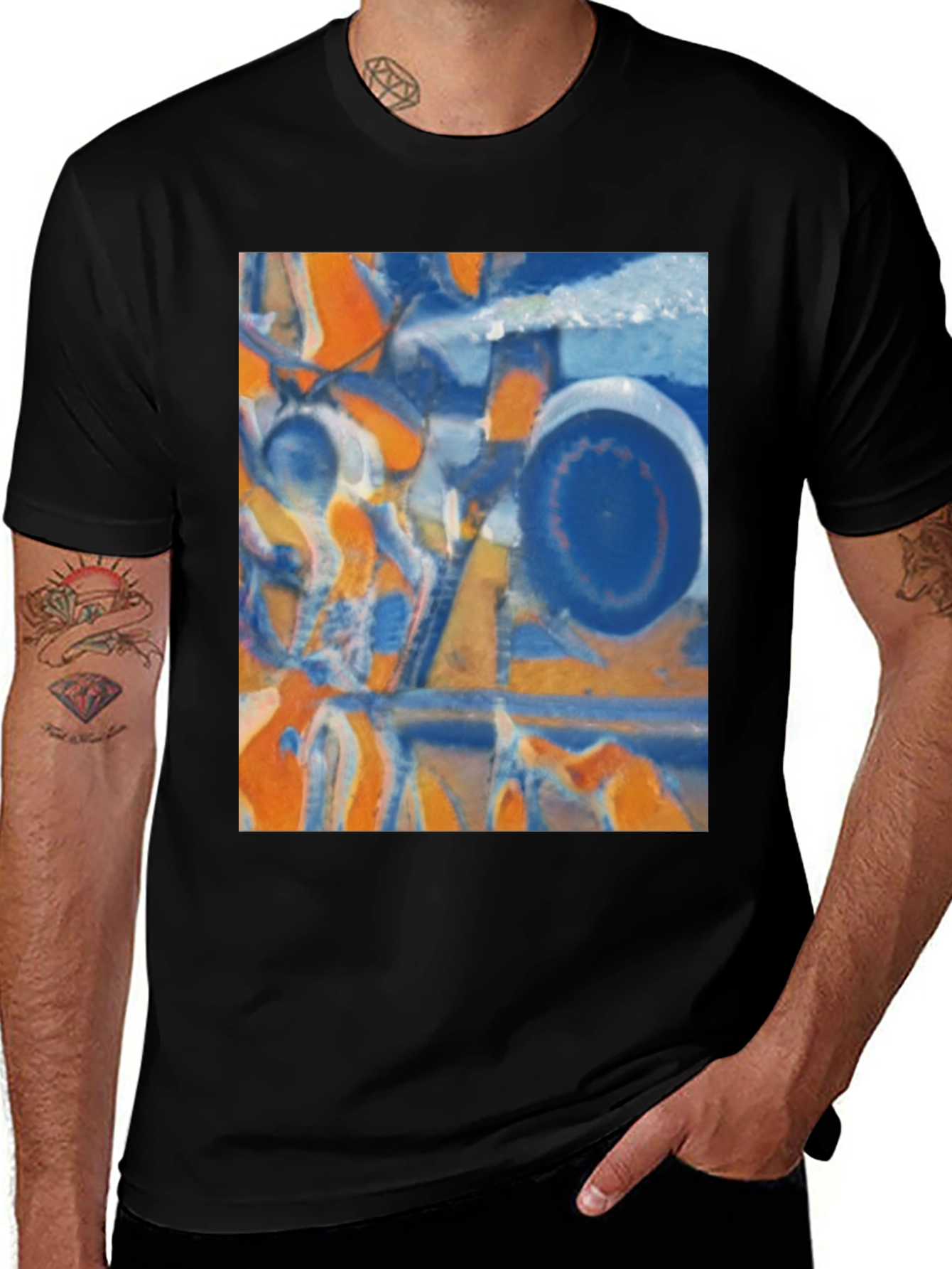 Abstract Geometric Print Crew Neck T-Shirt