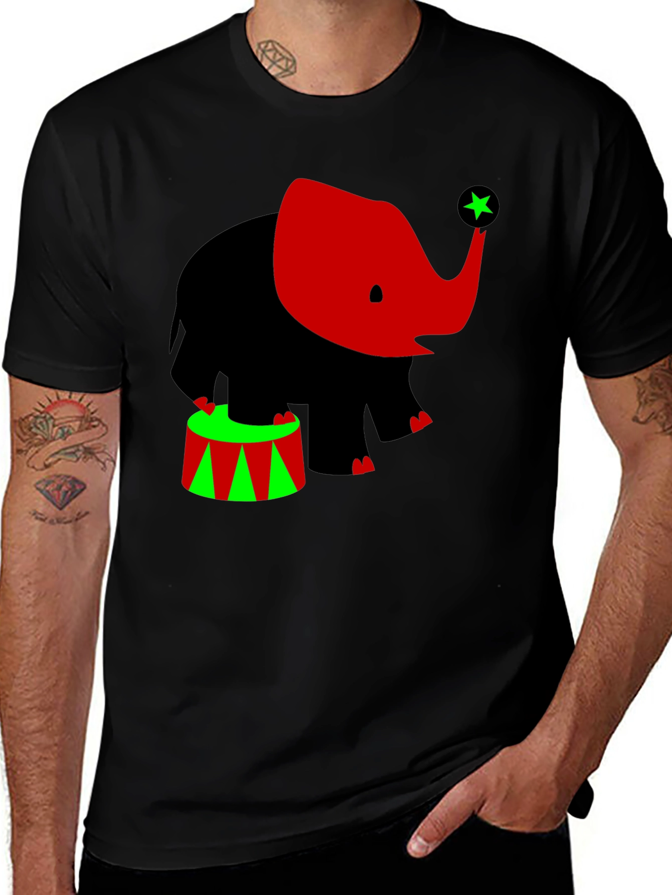 Variant 29 of Elephant Circus T-Shirt: Black Tee with Cute Graphic