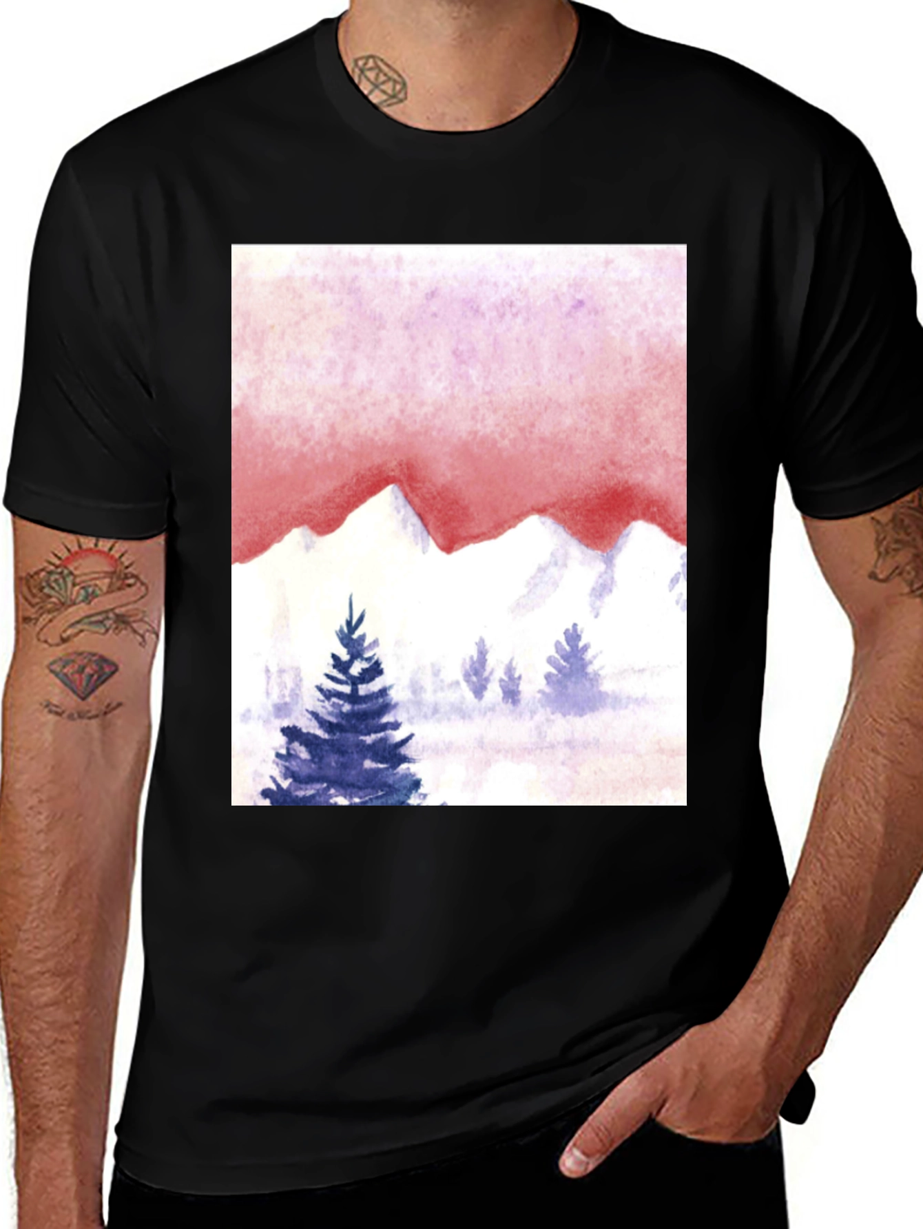Variant 17 of Watercolor Mountain Scene Graphic Tee