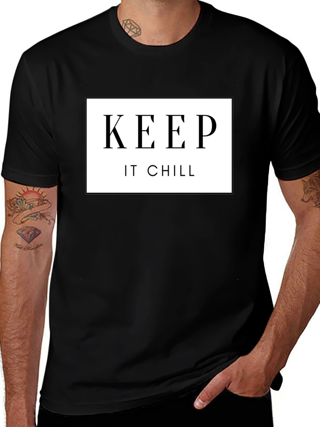 Keep It Chill Black Graphic Tee - Men's Short Sleeve Shirt