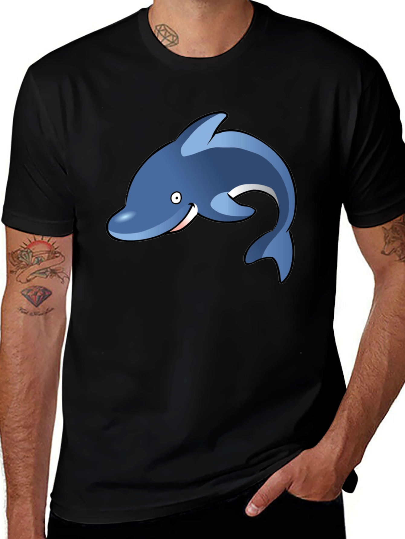 Variant 12 of Dolphin Graphic Tee - Black Casual T-Shirt
