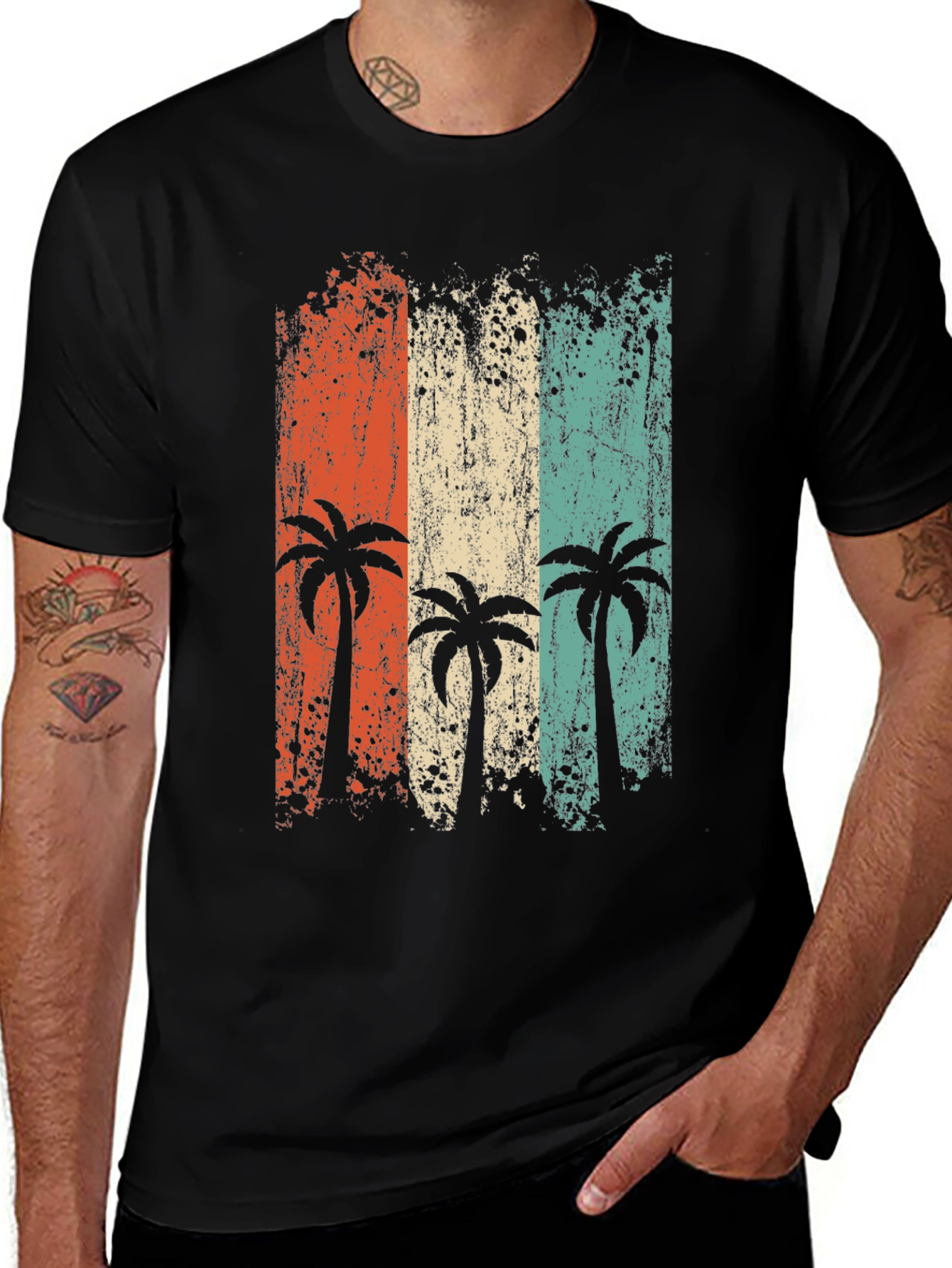 Retro Palm Tree Graphic Tee - Beach Vibes T-Shirt