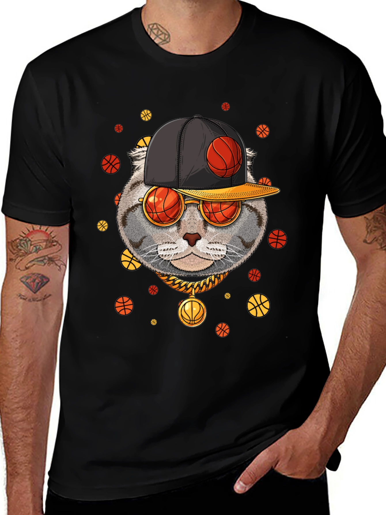 Variant 17 of Basketball Cat Graphic T-Shirt - Urban Style
