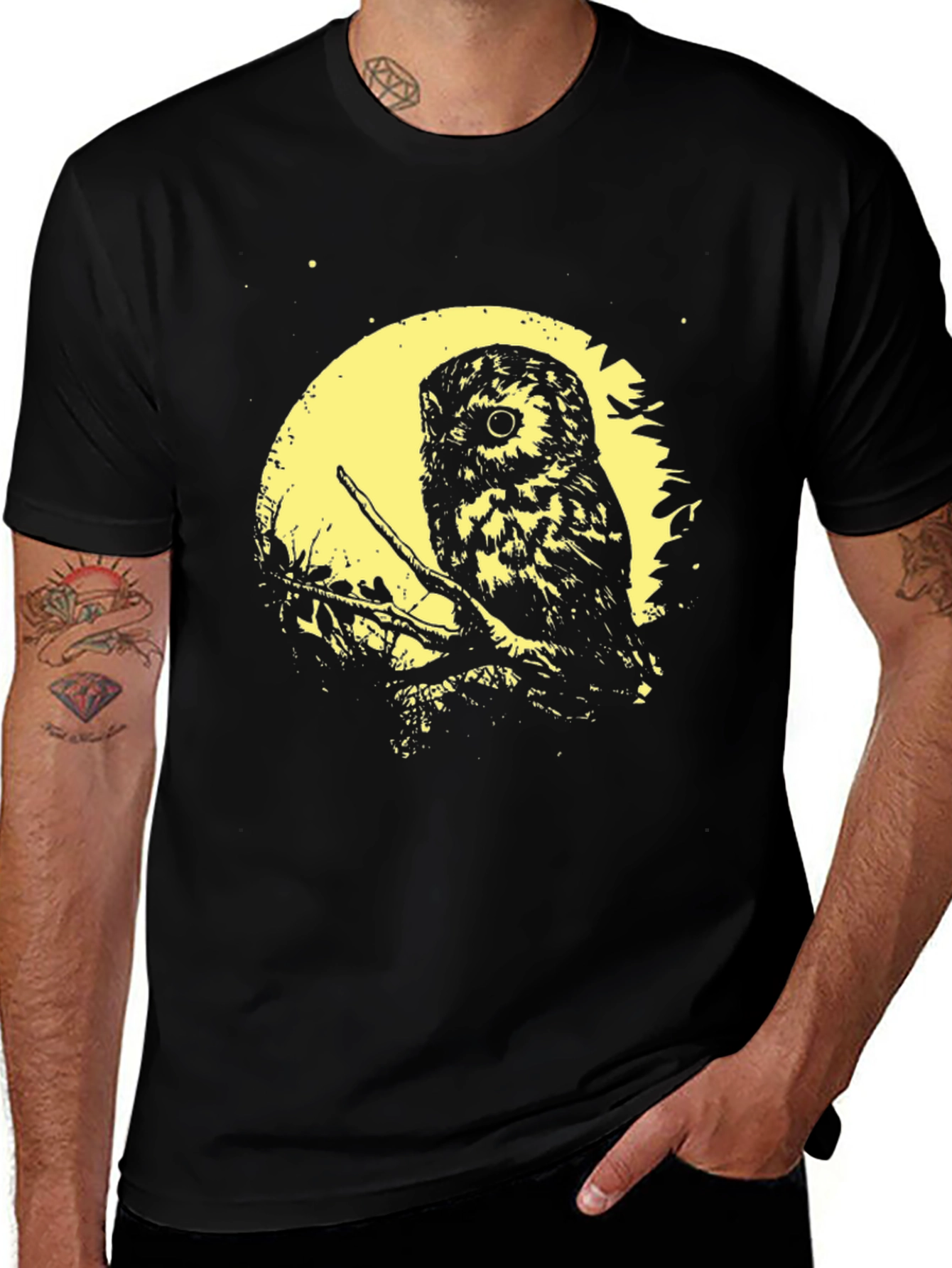 Variant 7 of Owl Moon Graphic Tee - Soft Black Cotton T-Shirt