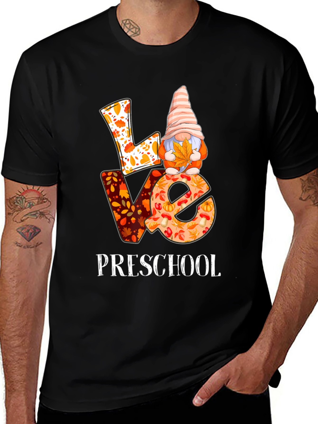 Fall Preschool Teacher LOVE Gnome T-Shirt