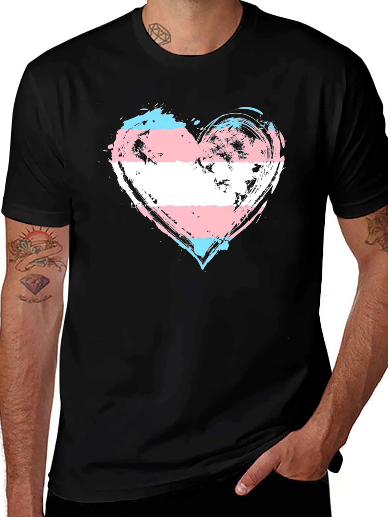 Transgender Pride Heart T-Shirt - Brushstroke LGBTQ+ Tee
