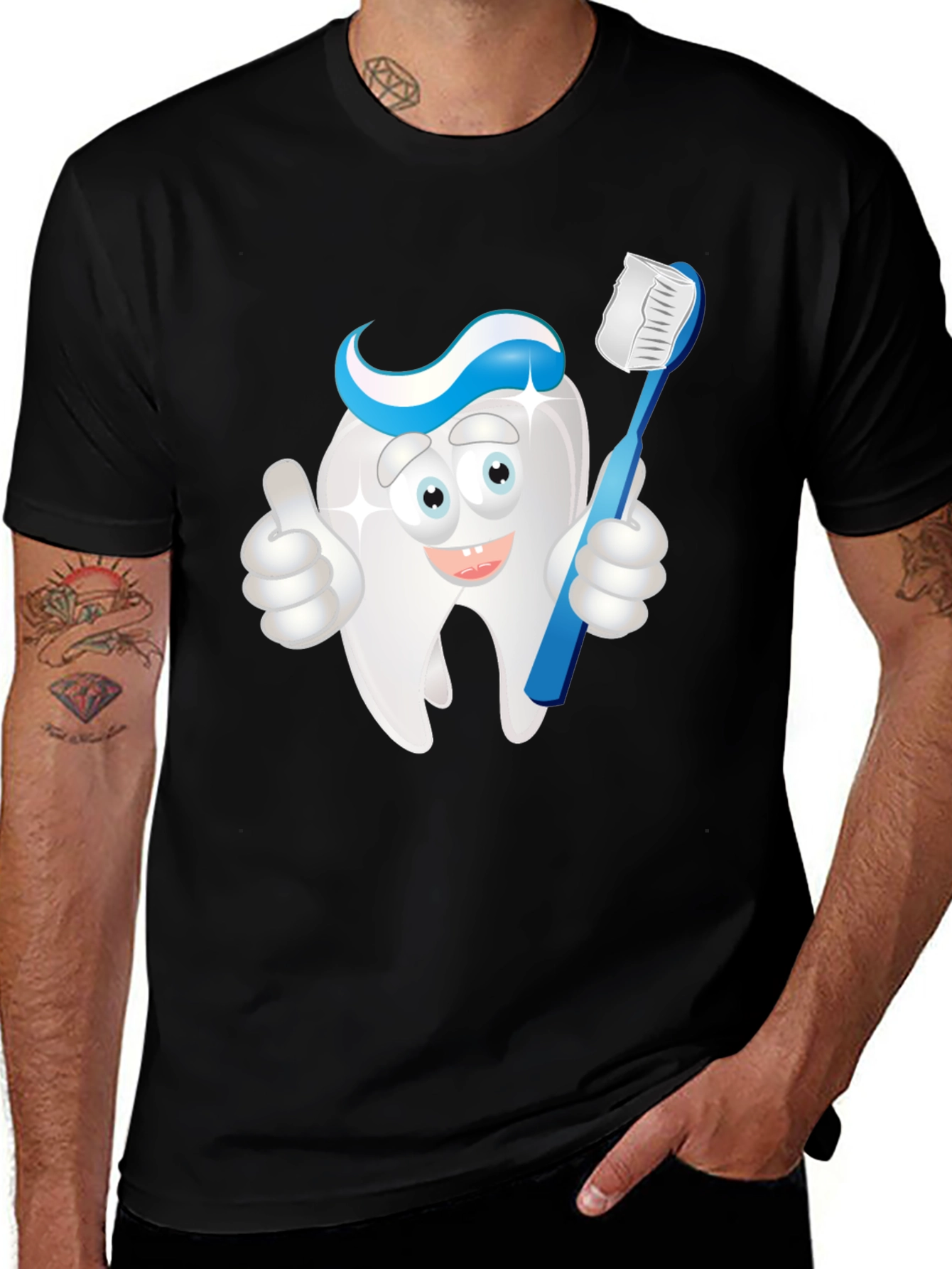 Variant 4 of Cartoon Tooth Graphic Tee - Dental Health Awareness