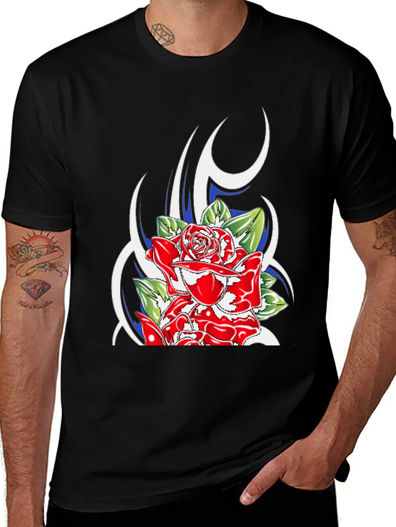 Variant 22 of Rose Graphic Black T-Shirt
