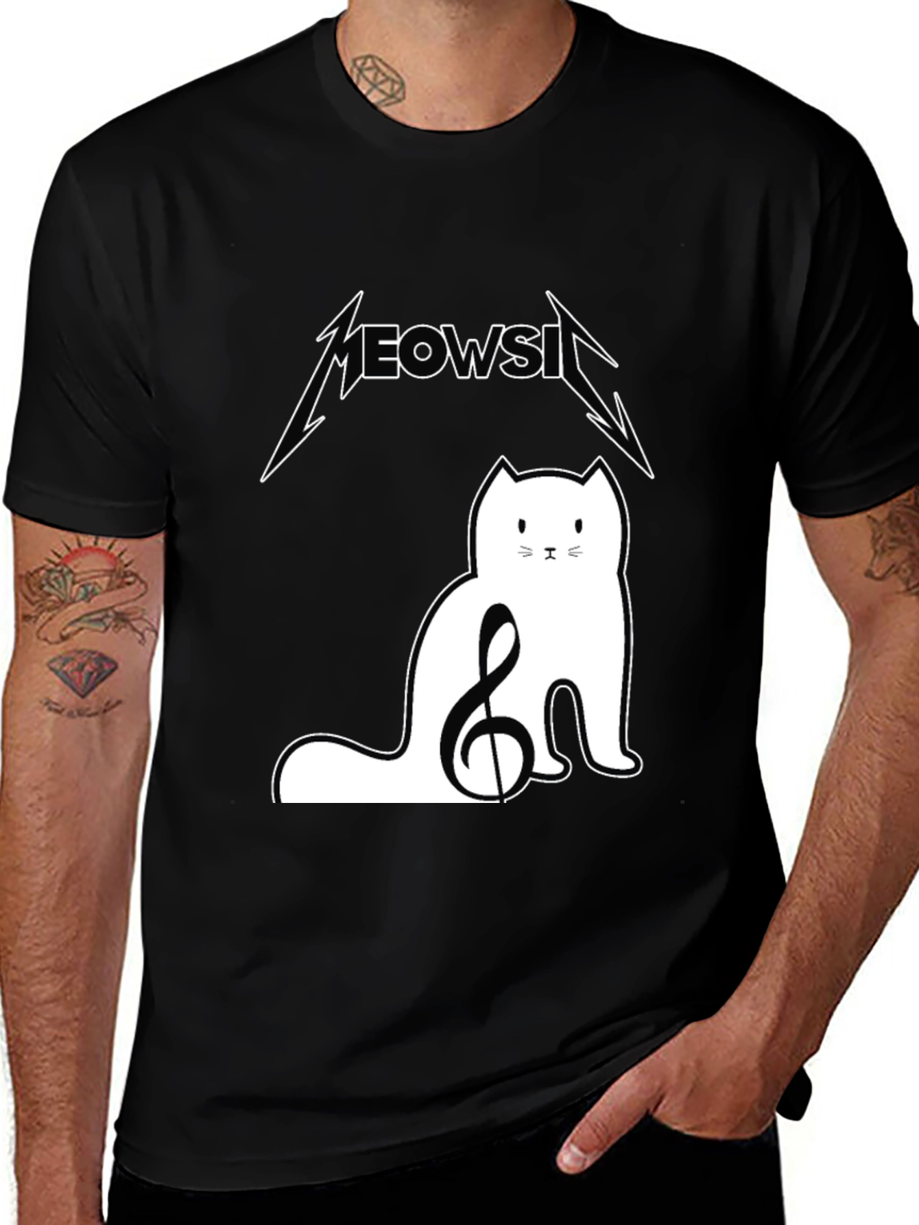 Variant 24 of Meowsi Cat Music T-Shirt - Unique Graphic Tee